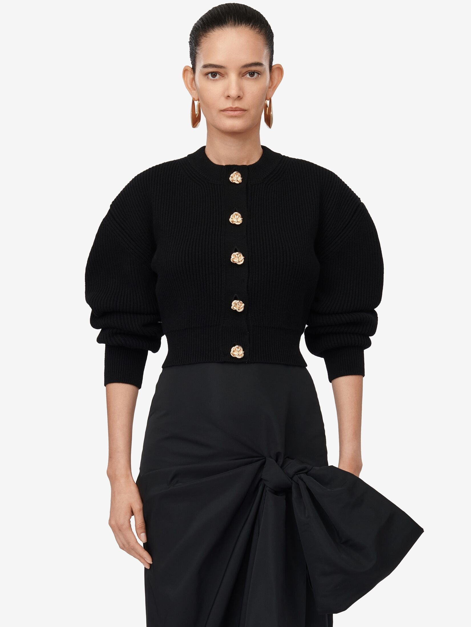 Women's Bow Detail Slim Skirt in Black - 6