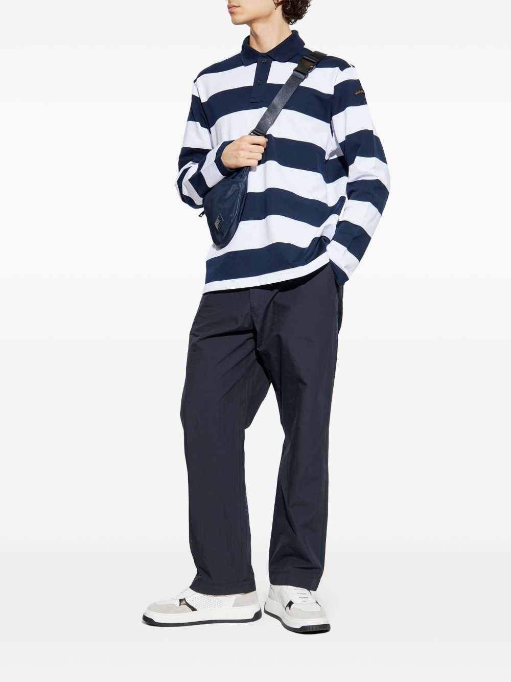 striped long-sleeve polo shirt - 2