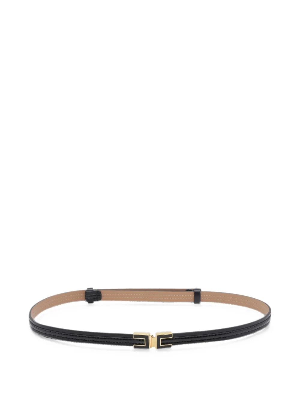 logo-plaque leather belt - 1