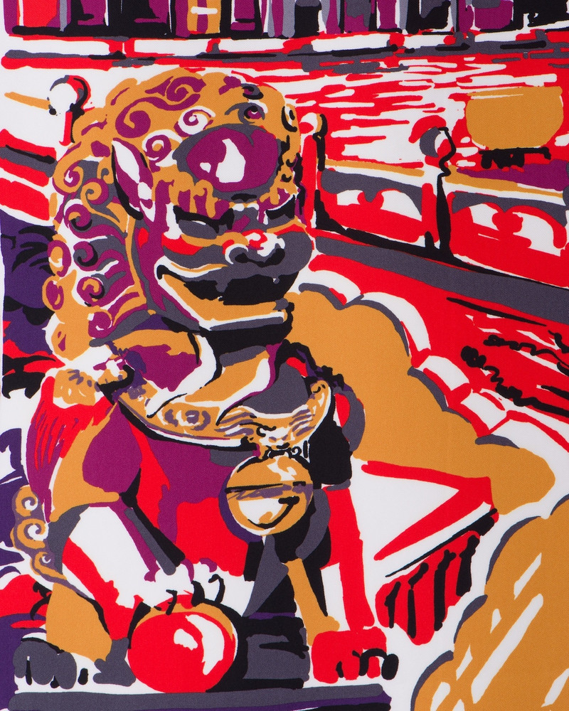 Prada Pittoresque Beijing printed 90 silk foulard outlook