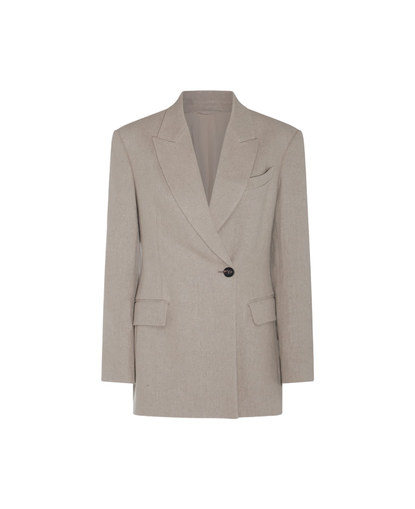 Beige Linen Blazer - 1