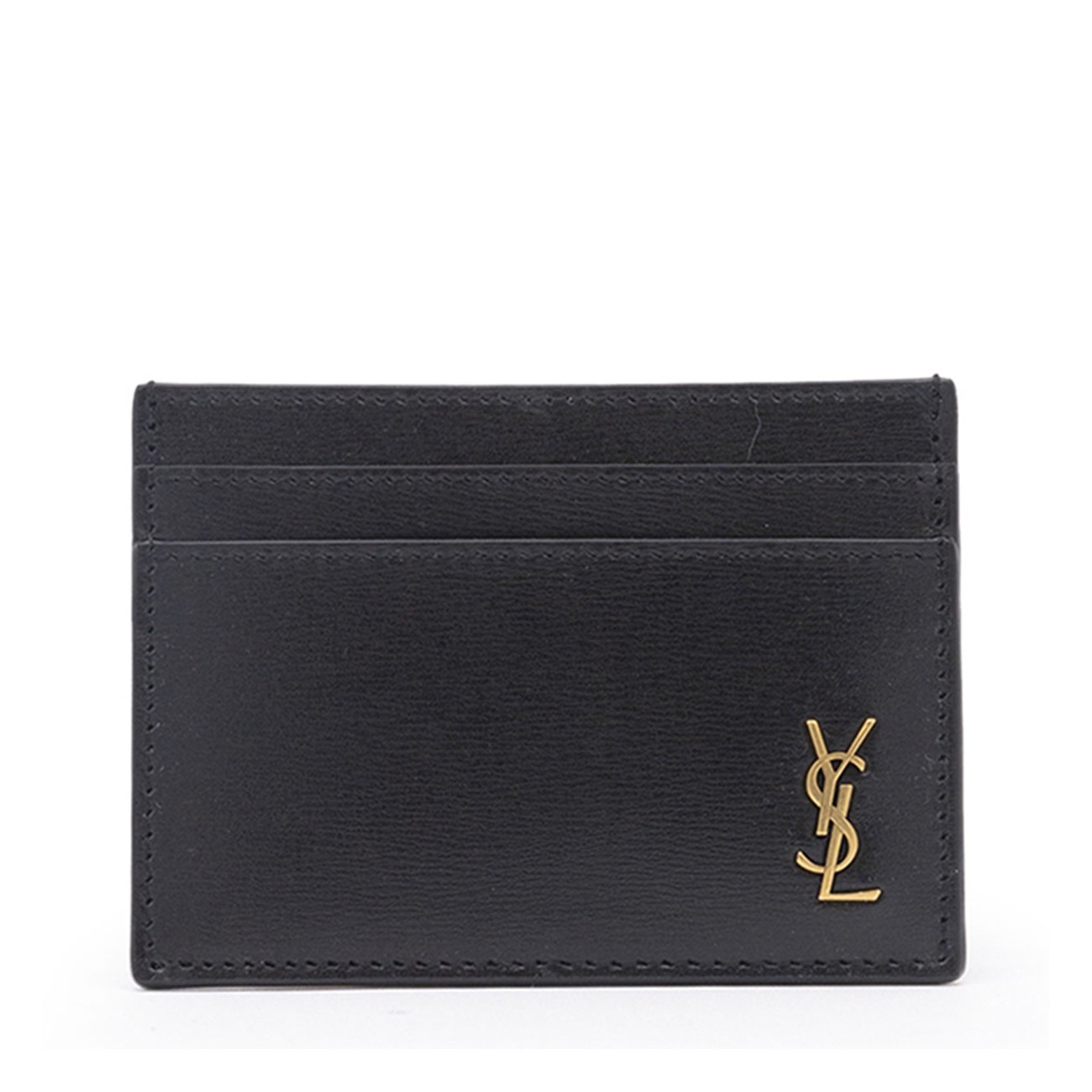 black leather tiny monogram cardholder - 1