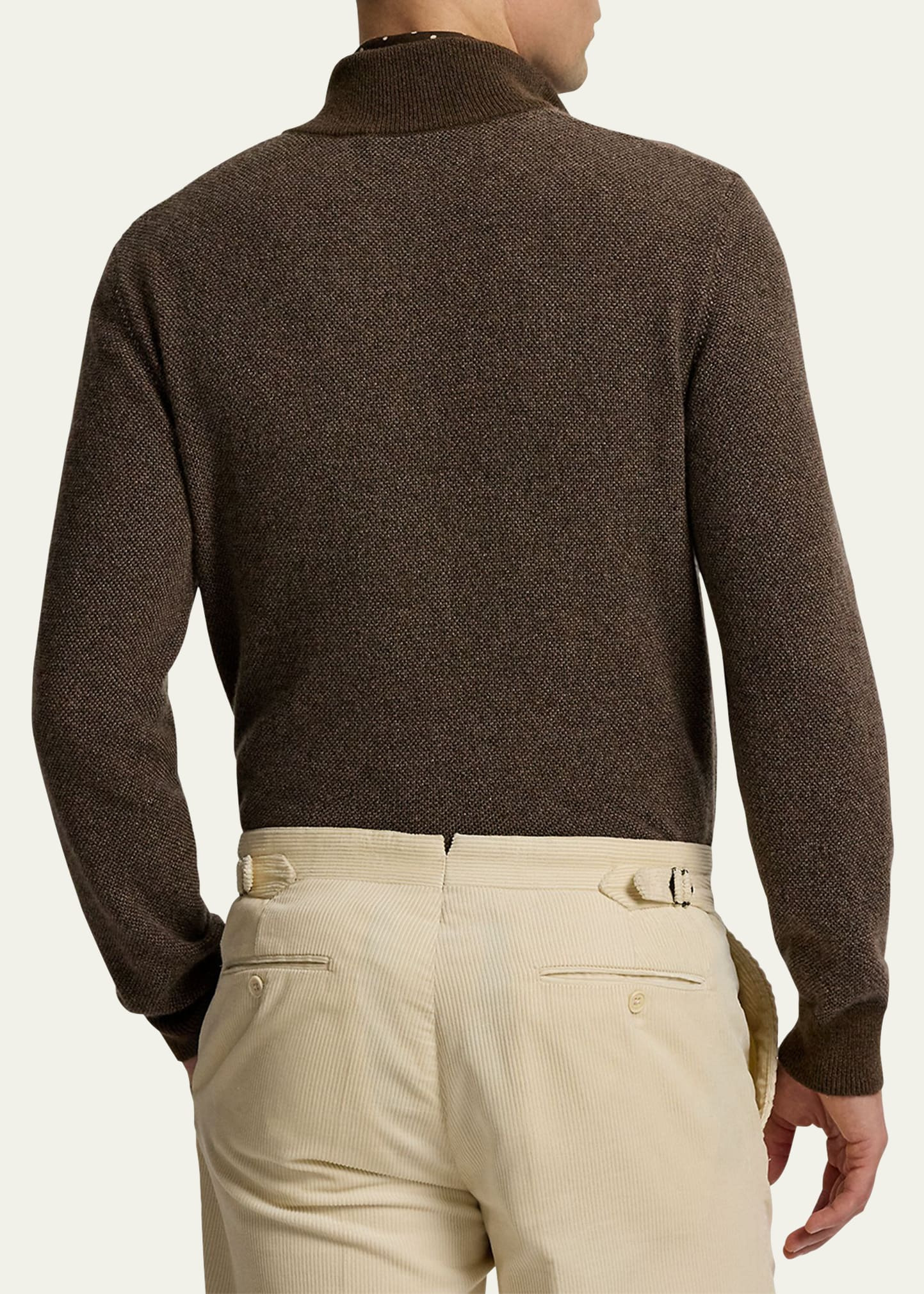 Men's Birdseye Cashmere Half-Zip Mock Neck Sweater - 3
