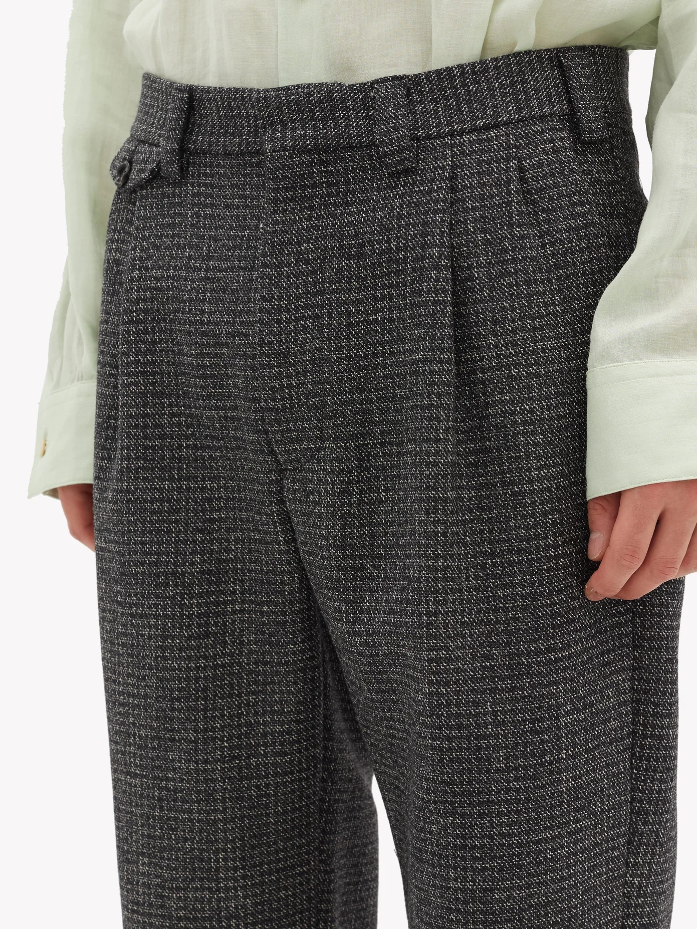 High-rise wool-tweed wide-leg trousers - 3