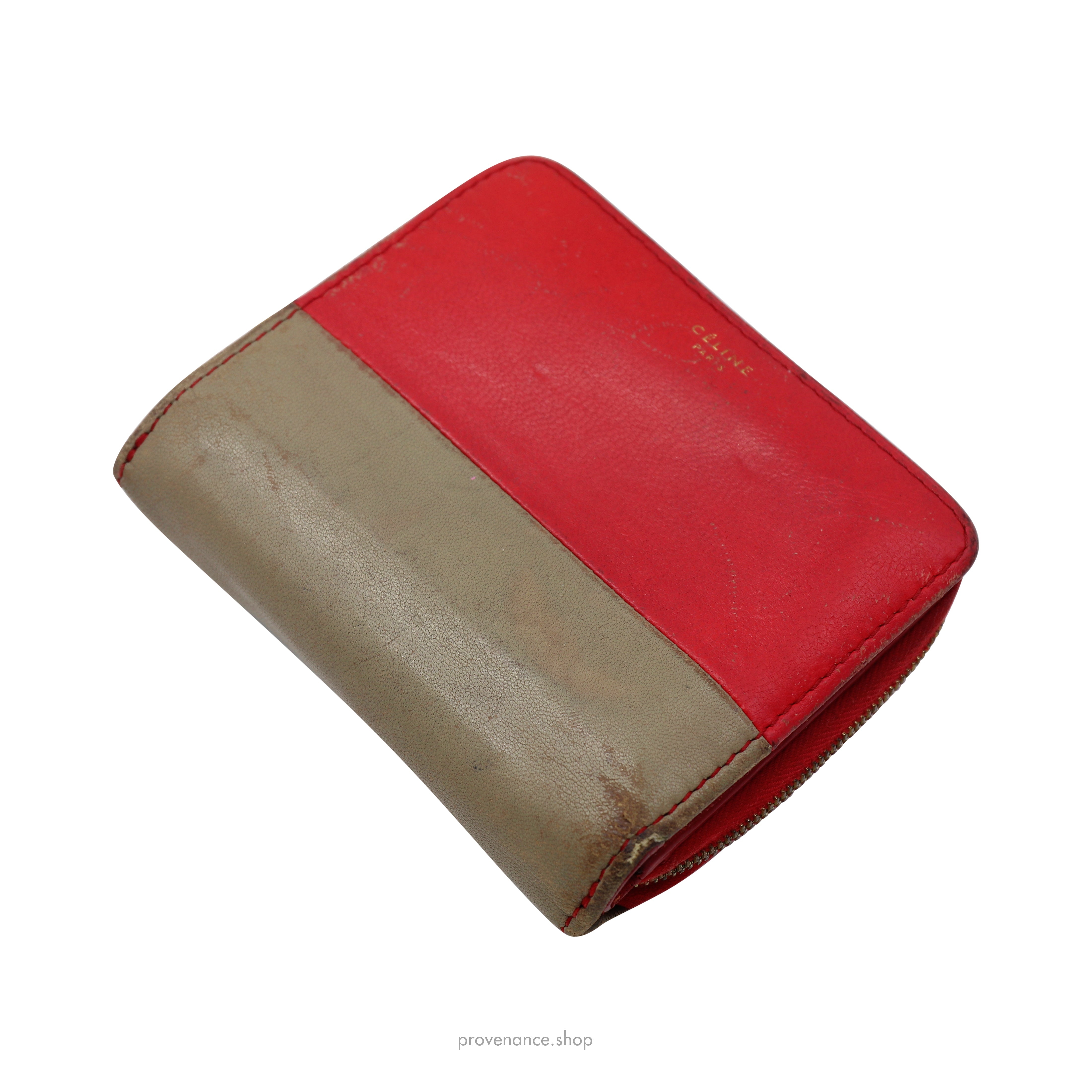 Celine Compact Wallet - Red/Taupe - 4