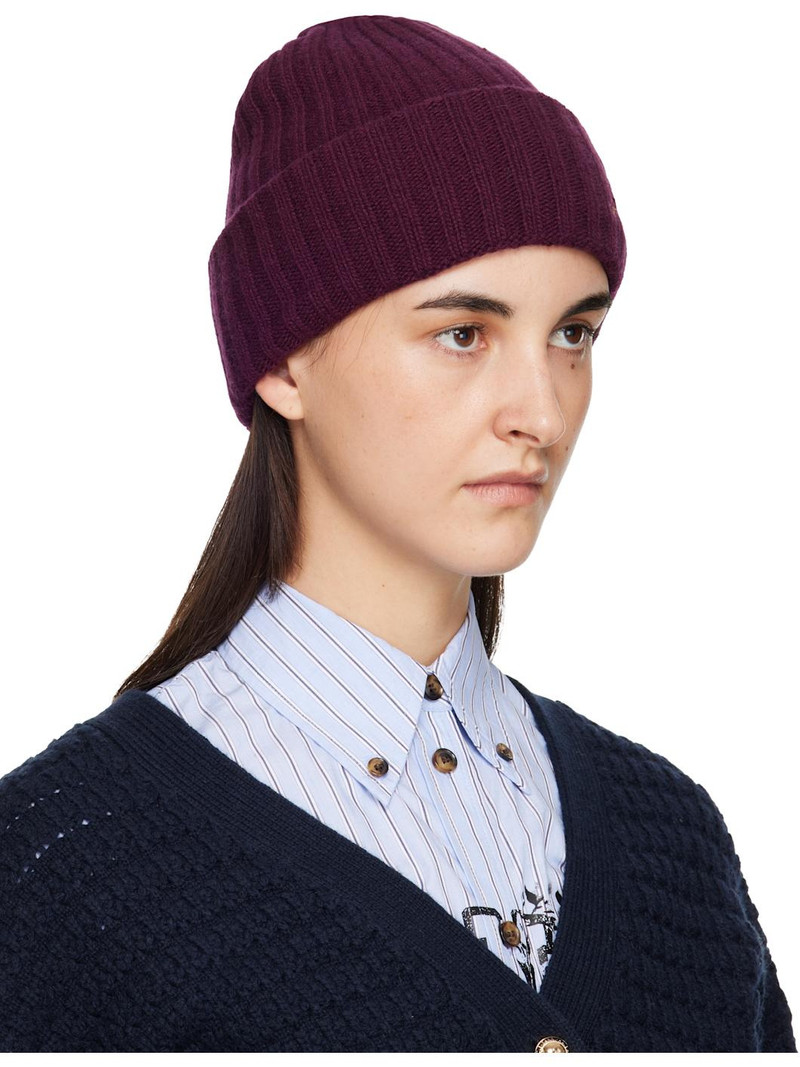 GANNI Burgundy Wool Knit Beanie outlook