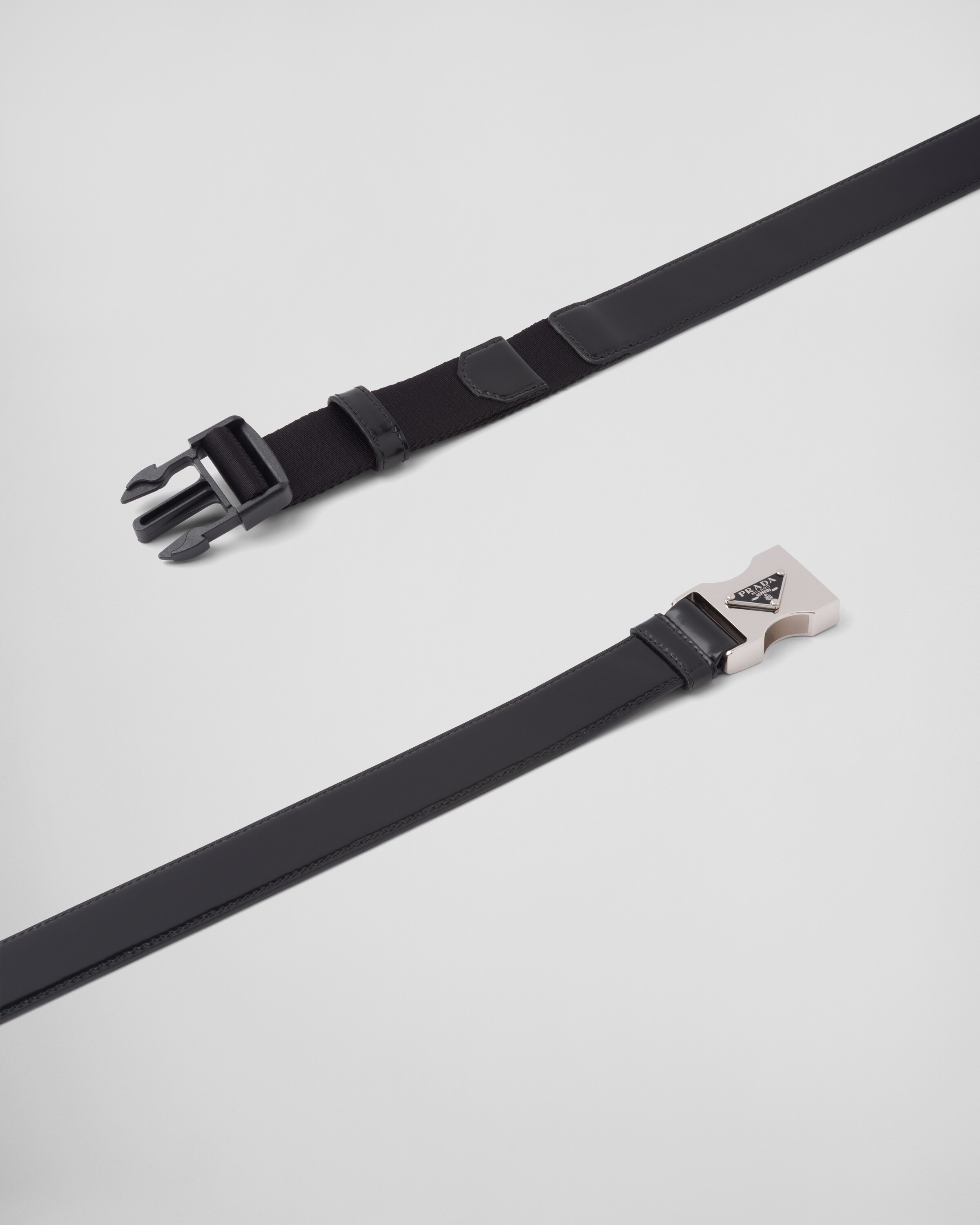 Brushed leather and woven tape belt - 3