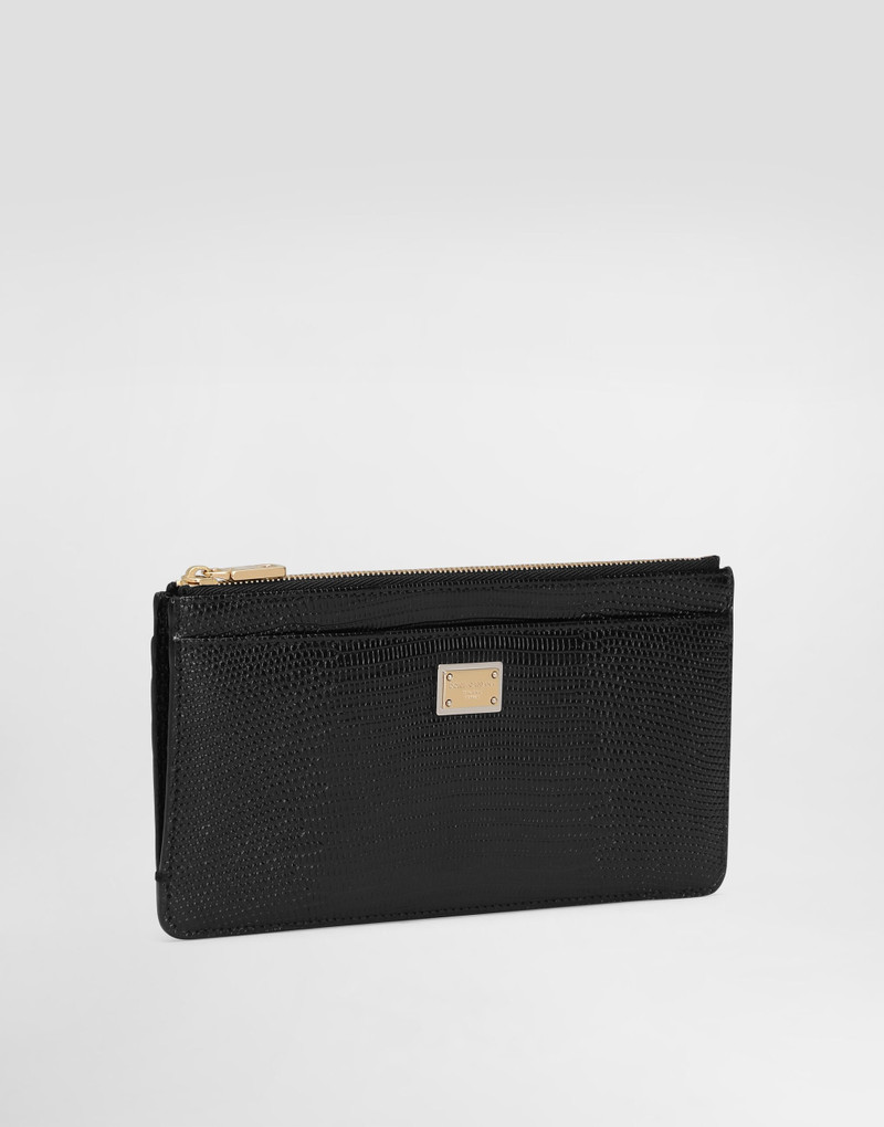 Dolce & Gabbana Iguana-print leather card holder with plate outlook