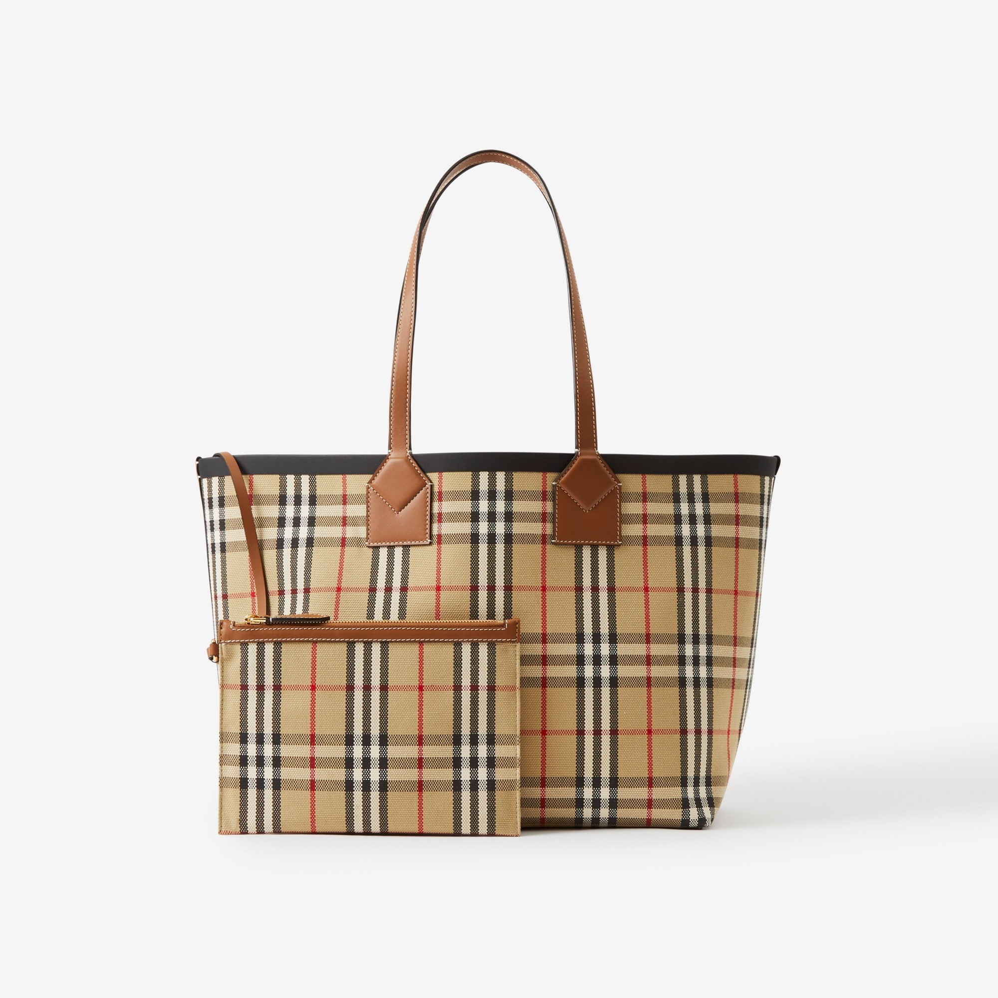 Check Cotton Medium London Tote Bag - 3