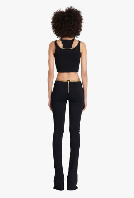 Black and gold knit crop top - 3