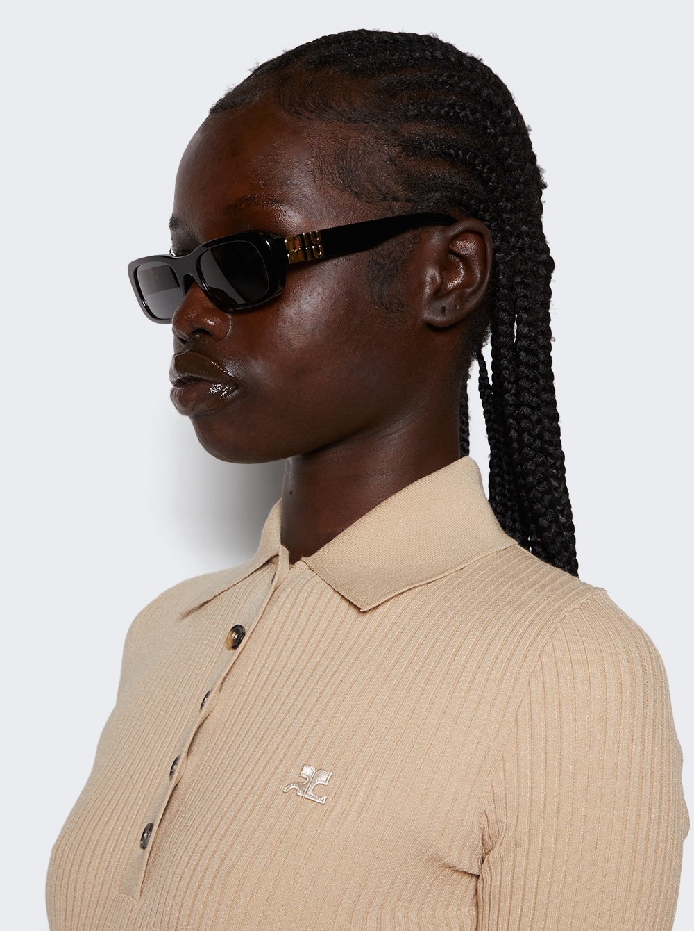 Miu Miu Glimpse Sunglasses Black | thewebster | REVERSIBLE