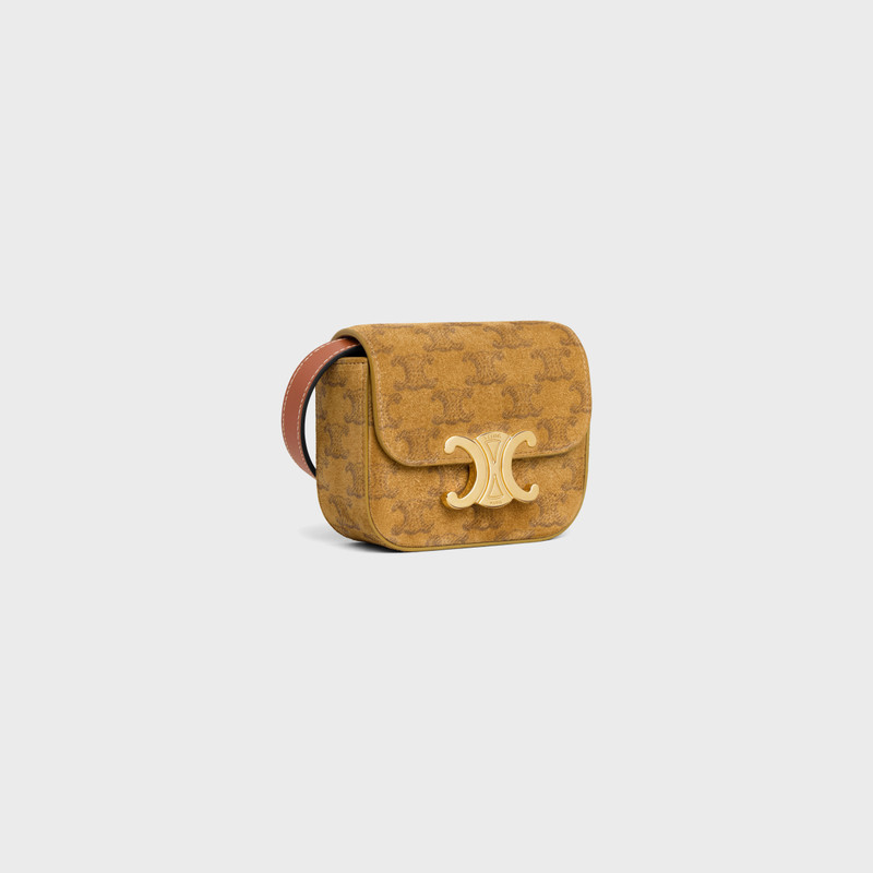 CELINE MINI CLAUDE in SUEDE CALFSKIN WITH TRIOMPHE ALL-OVER outlook