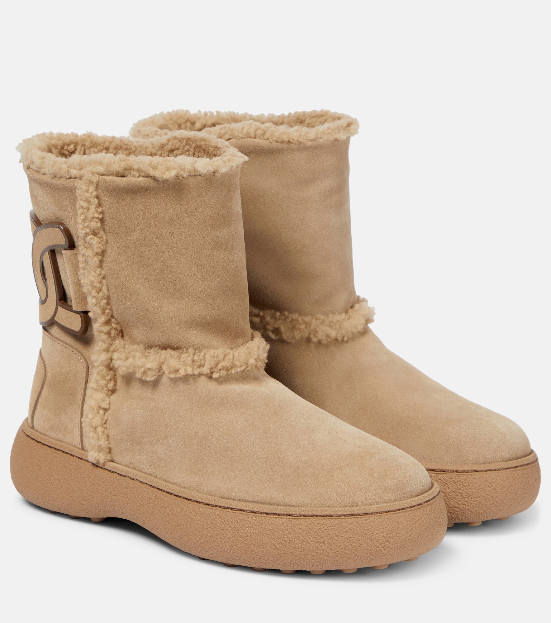 Suede and shearling ankle boots - 1