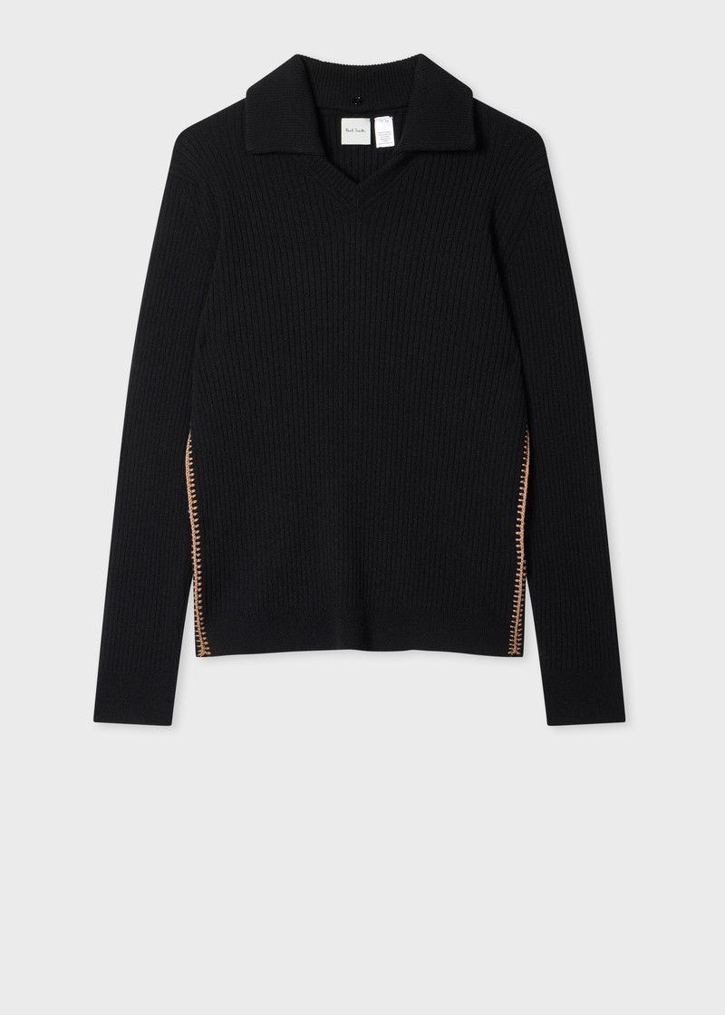 Women's Black Wool-Blend Collar Sweater 1