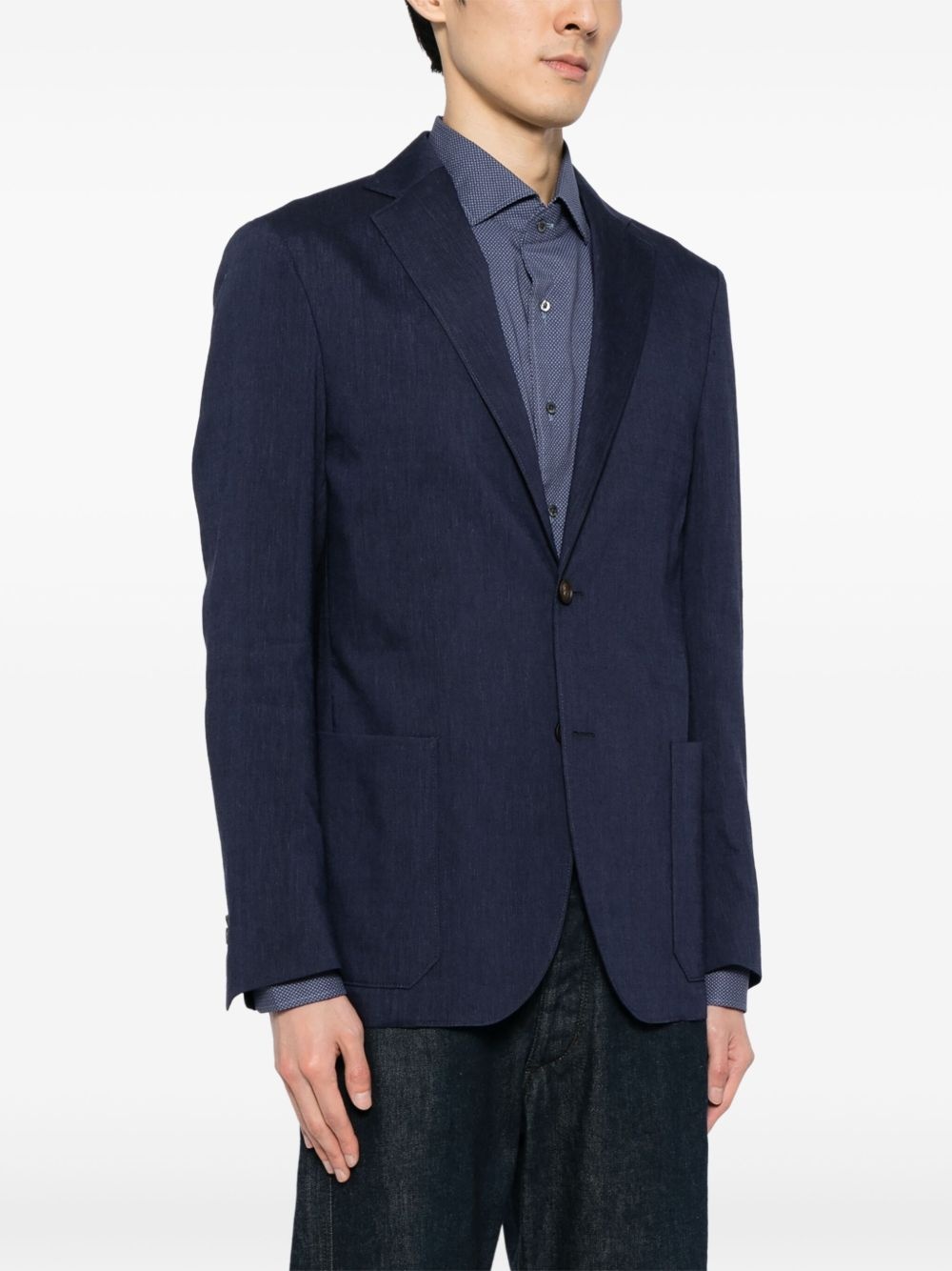 mélange-effect single-breasted blazer - 3