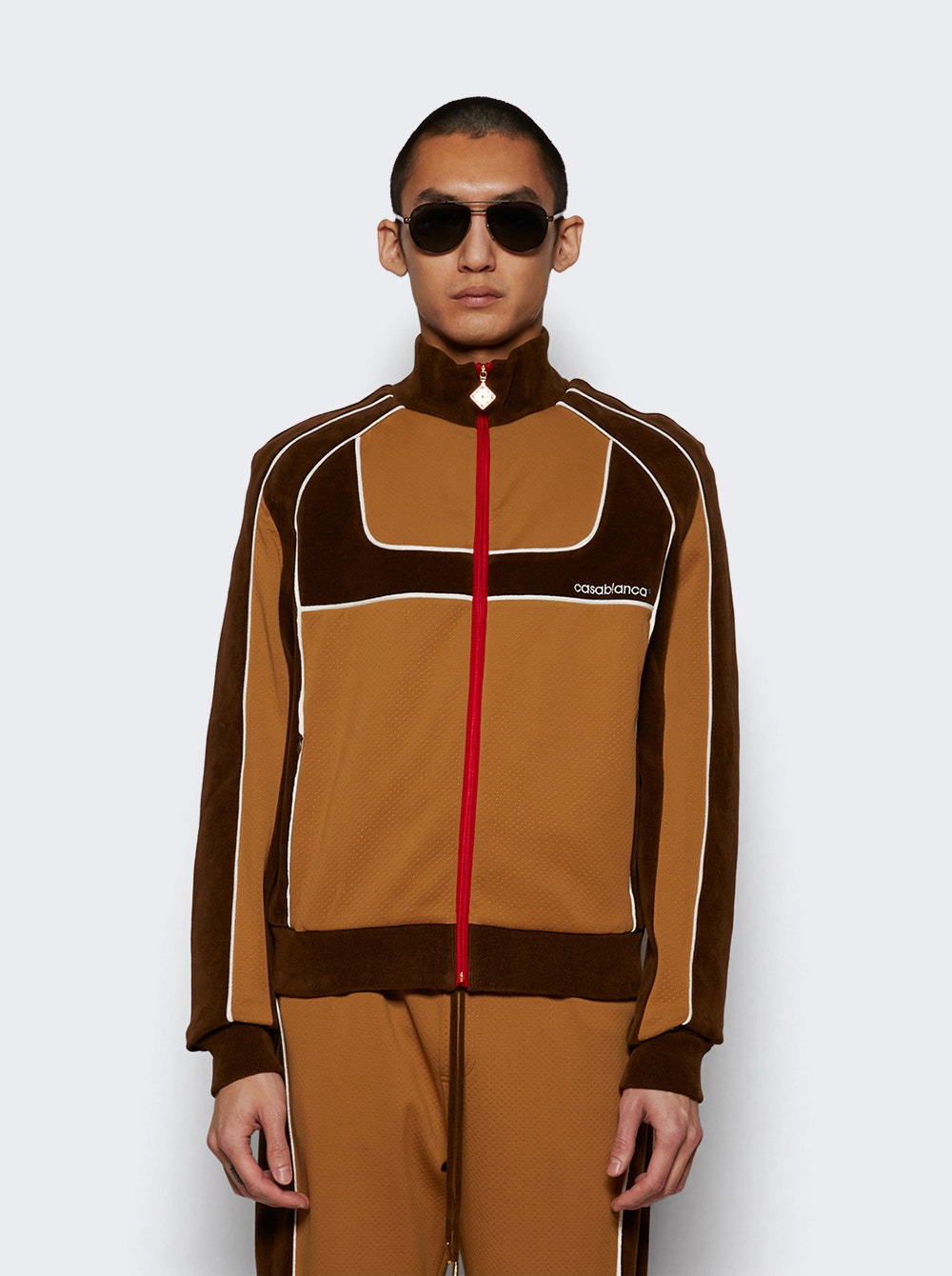 Two Tone Track Jacket Beige And Brown - 3