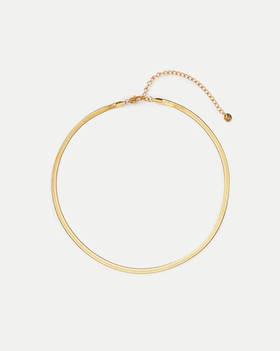 GOLD DAINTY FLAT SNAKE NECKLACE - 1