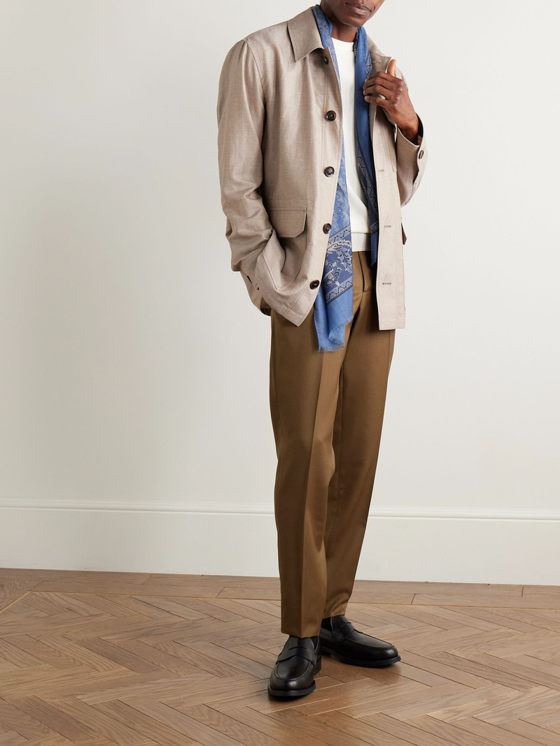 LARDINI Slim-Fit Virgin Wool-Twill Trousers Tan outlook