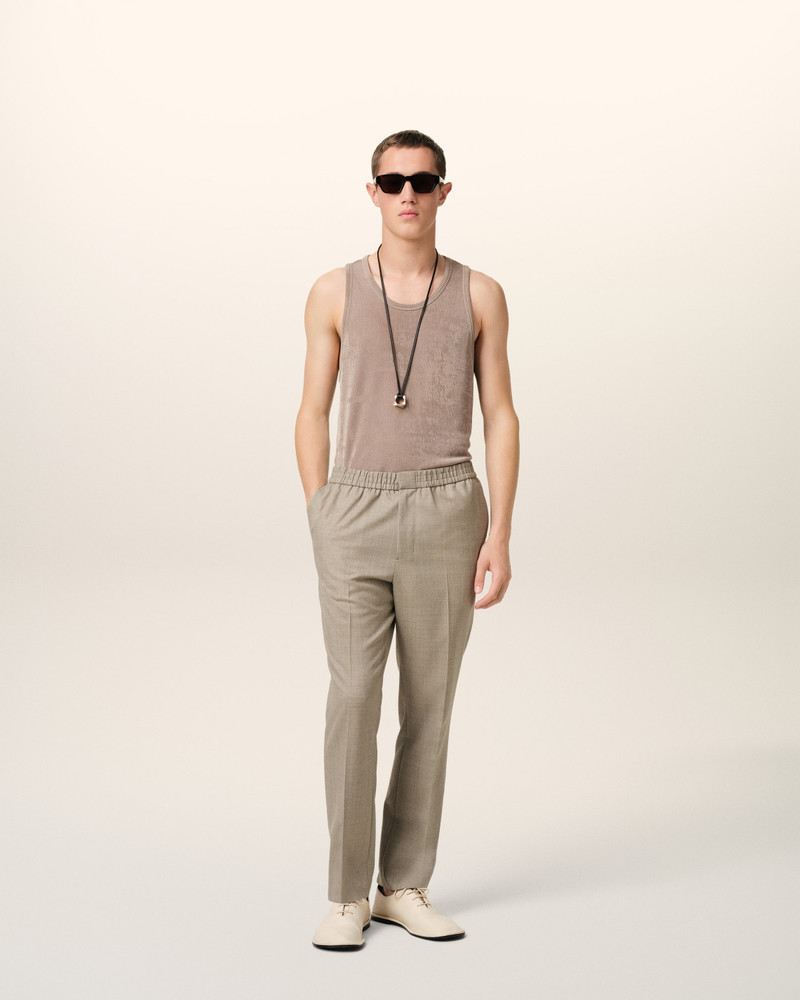 AMI Paris BEIGE WOOL ELASTICATED WAIST TROUSERS outlook