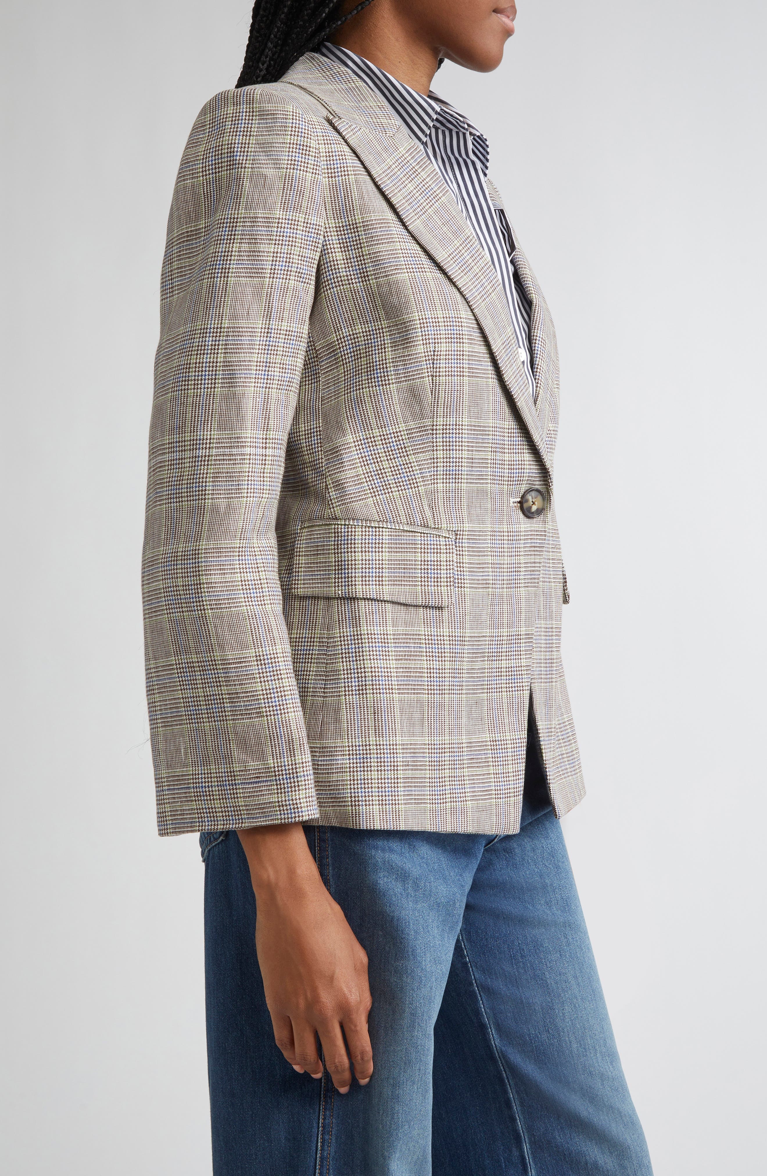 Veronica Beard Obie Linen Dickey Jacket in Off White Multi at Nordstrom - 6