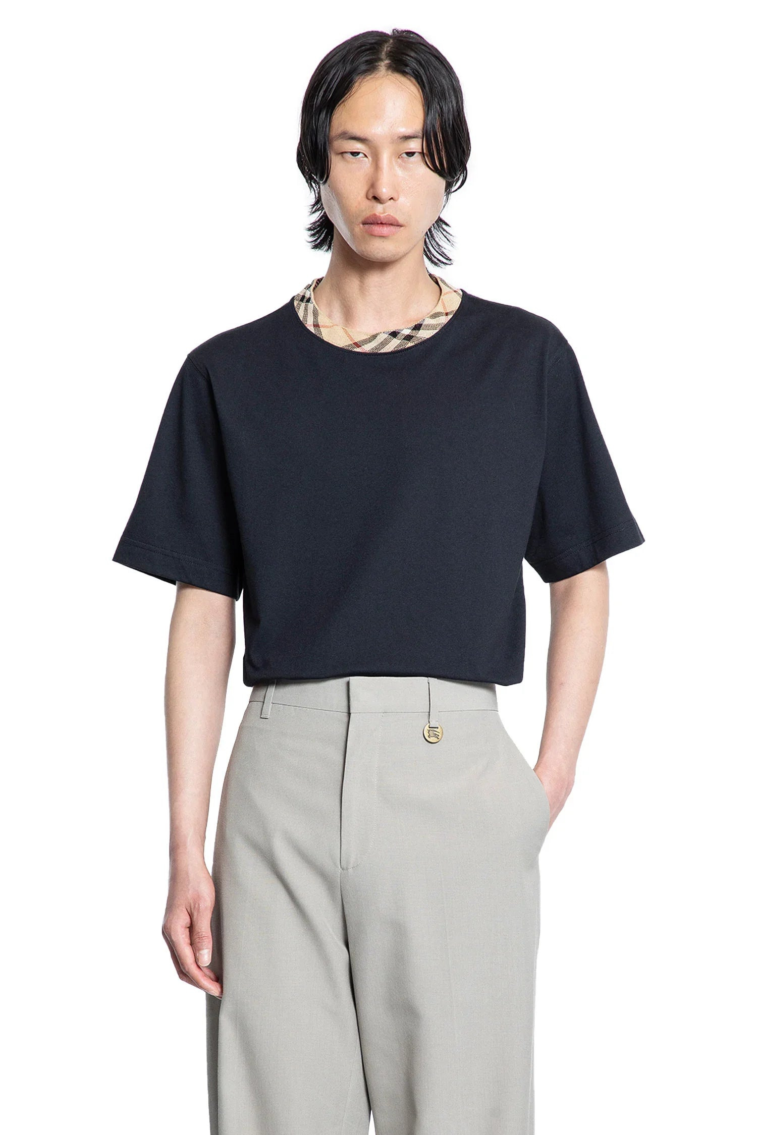 Check-Trim-Cotton-T-Shirt - 5