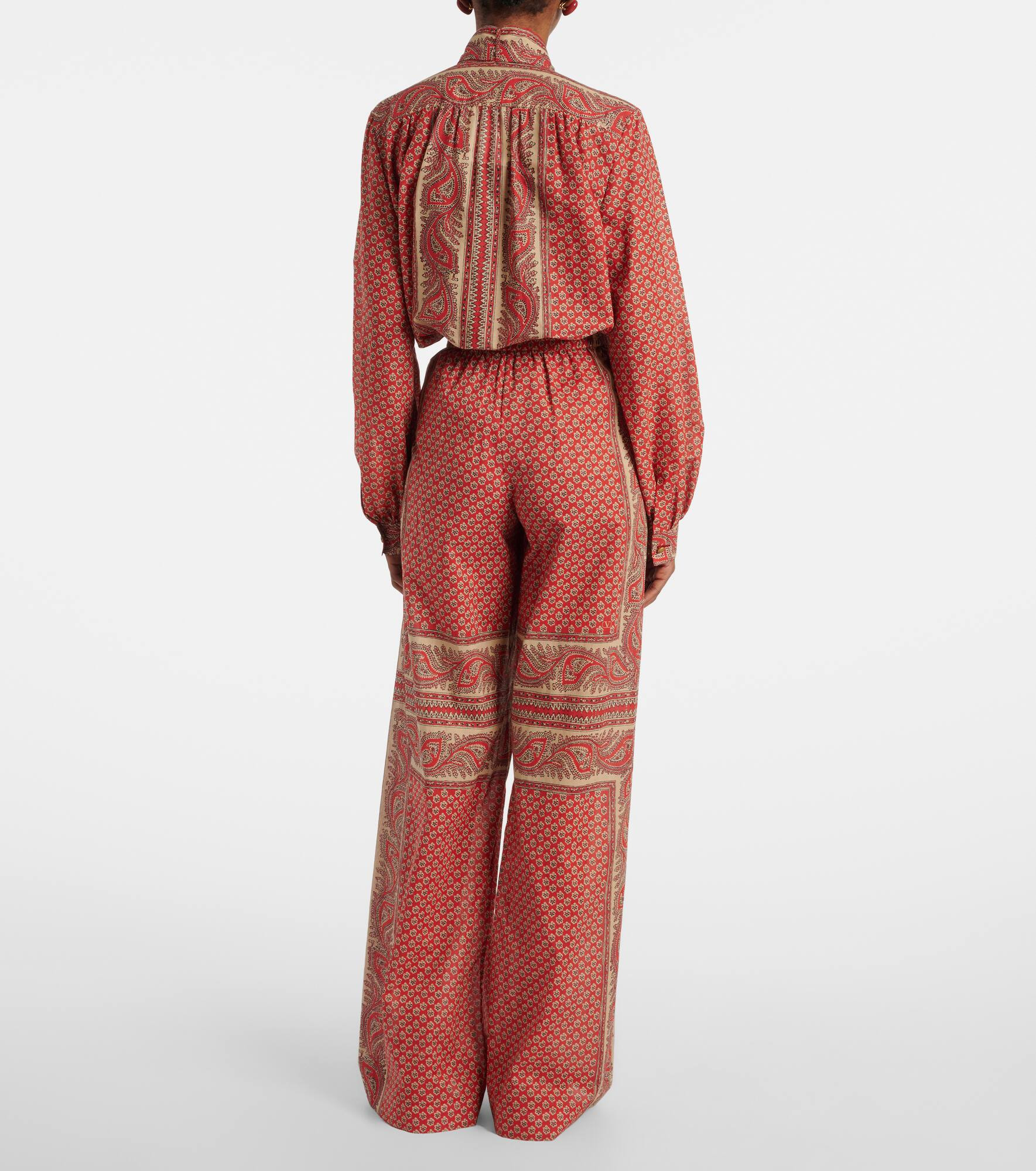 Printed cotton wide-leg pants - 3