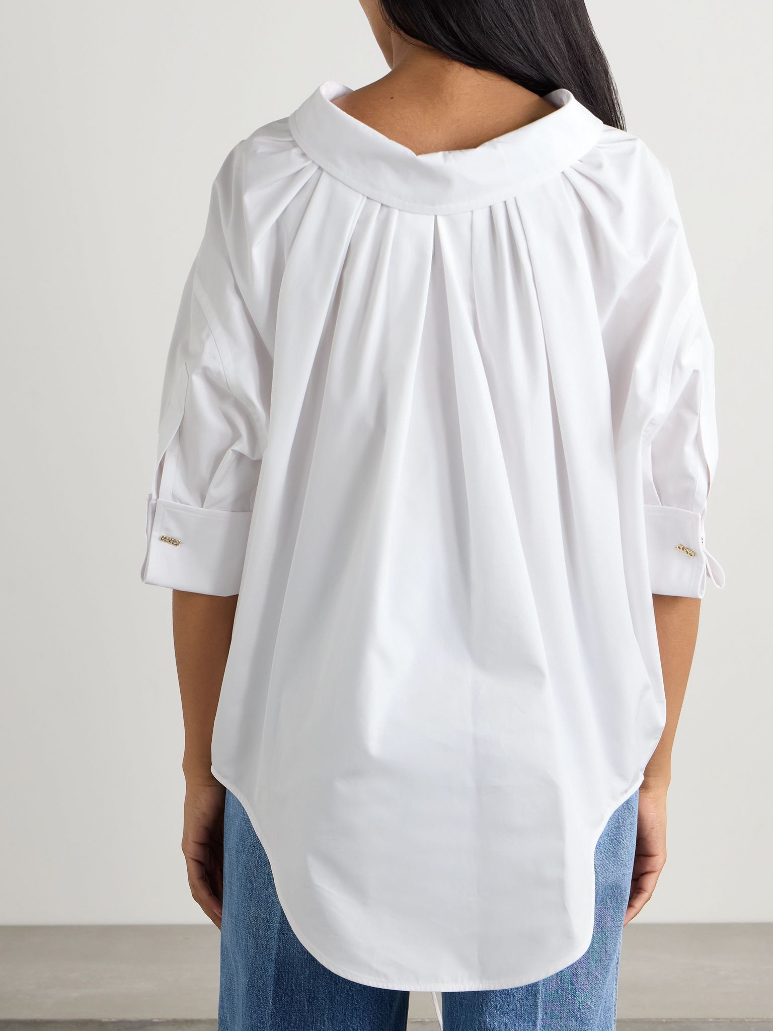 Oversized cotton-poplin shirt White - 4