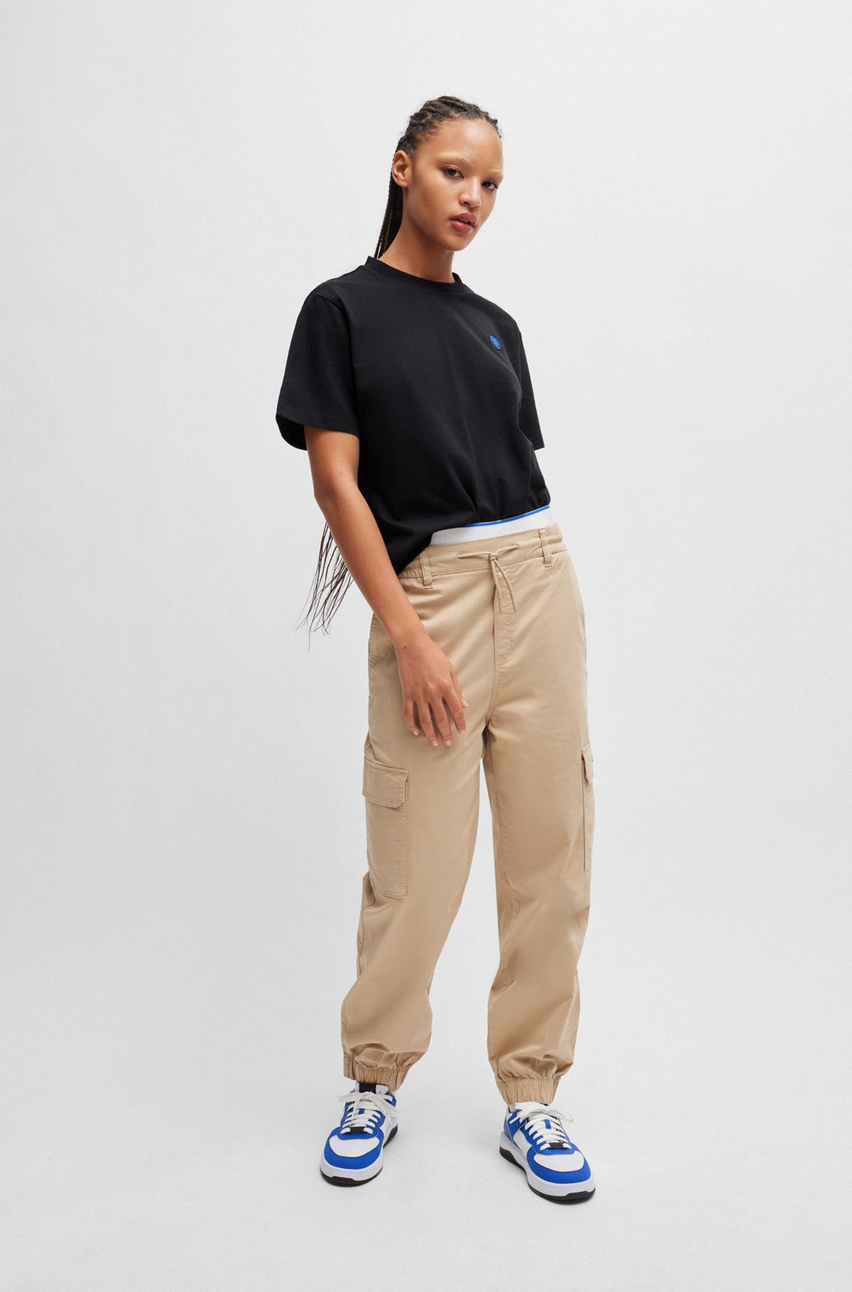 COTTON JERSEY T-SHIRT WITH CURVED LOGO - 3