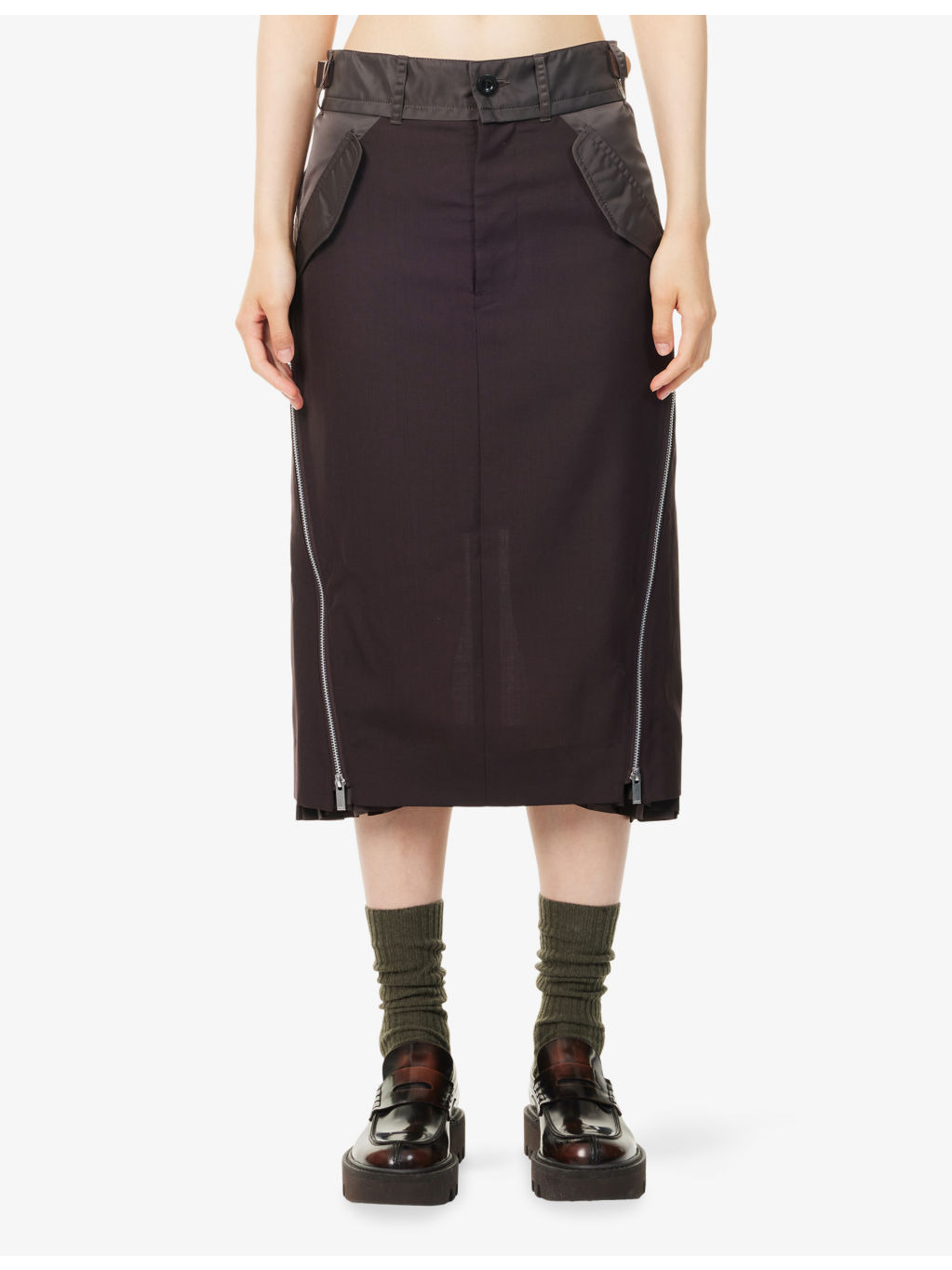Pleated Regular-Fit Woven Midi Skirt - 3
