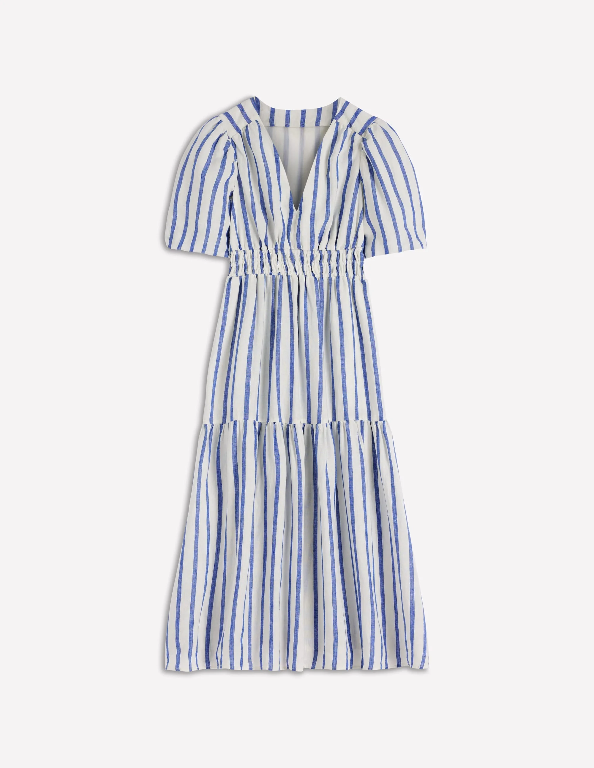 Irene Linen Midi Dress-Blue Stripe - 1