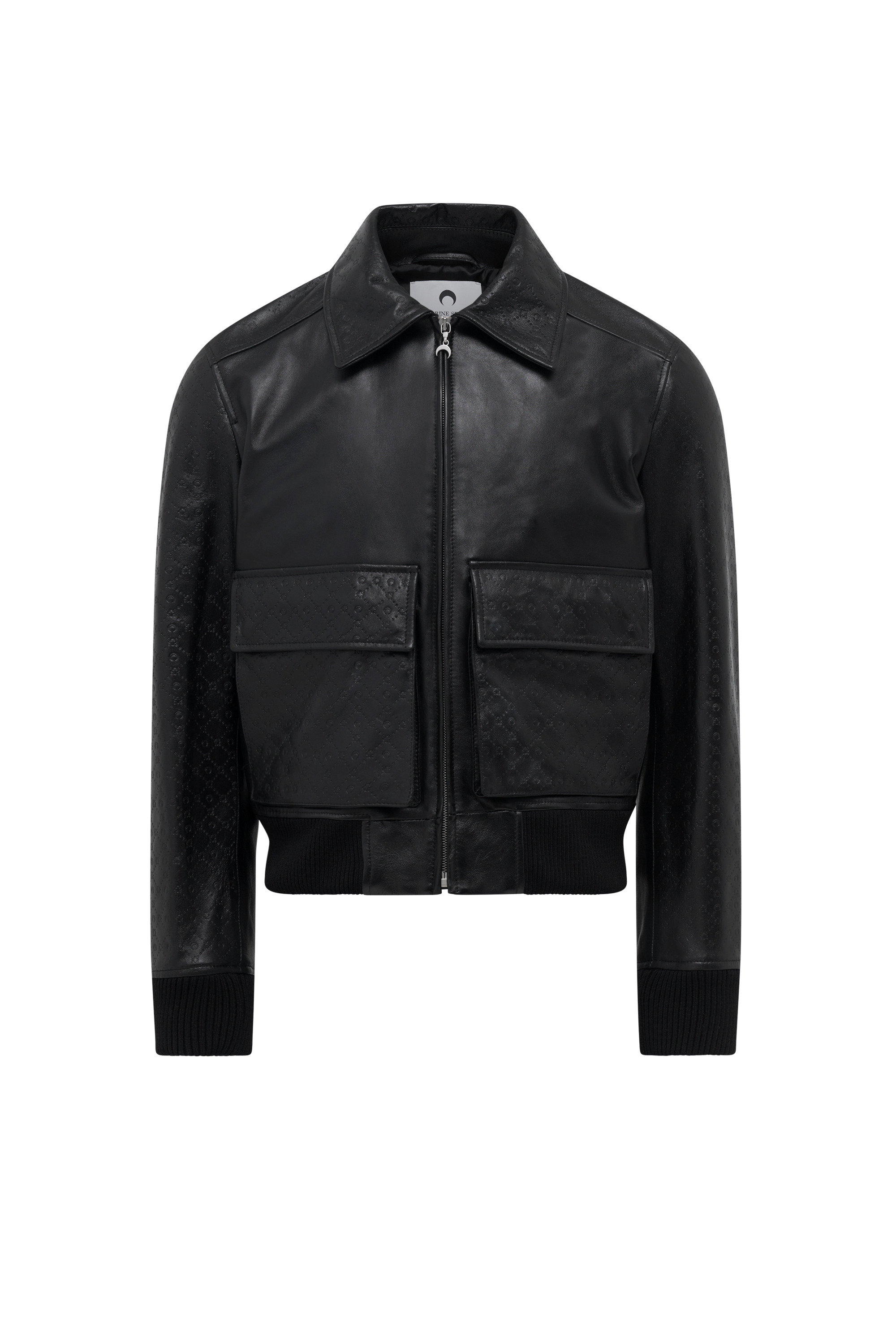 Embossed Leather Aviator Jacket - 1