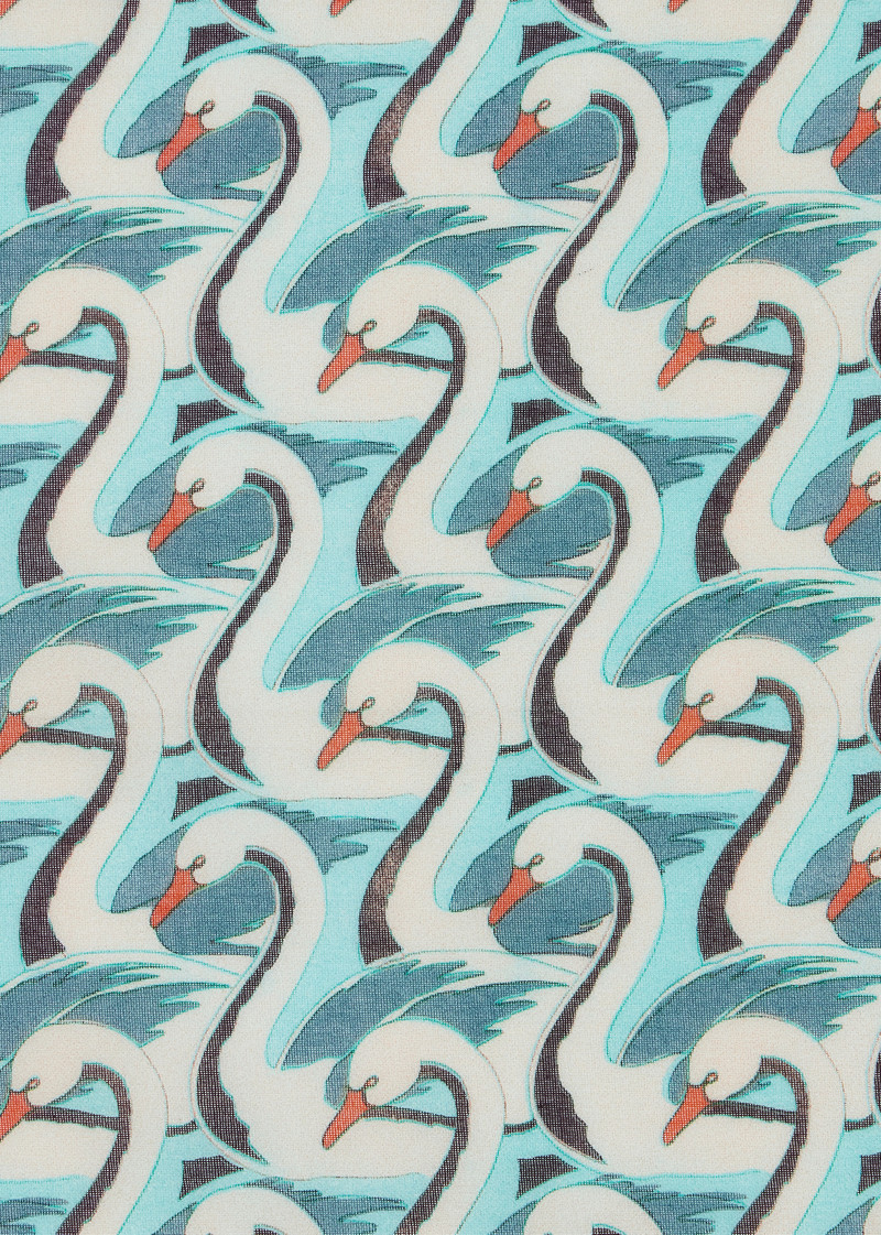 Blue Swan Print Cotton Pocket Square 3