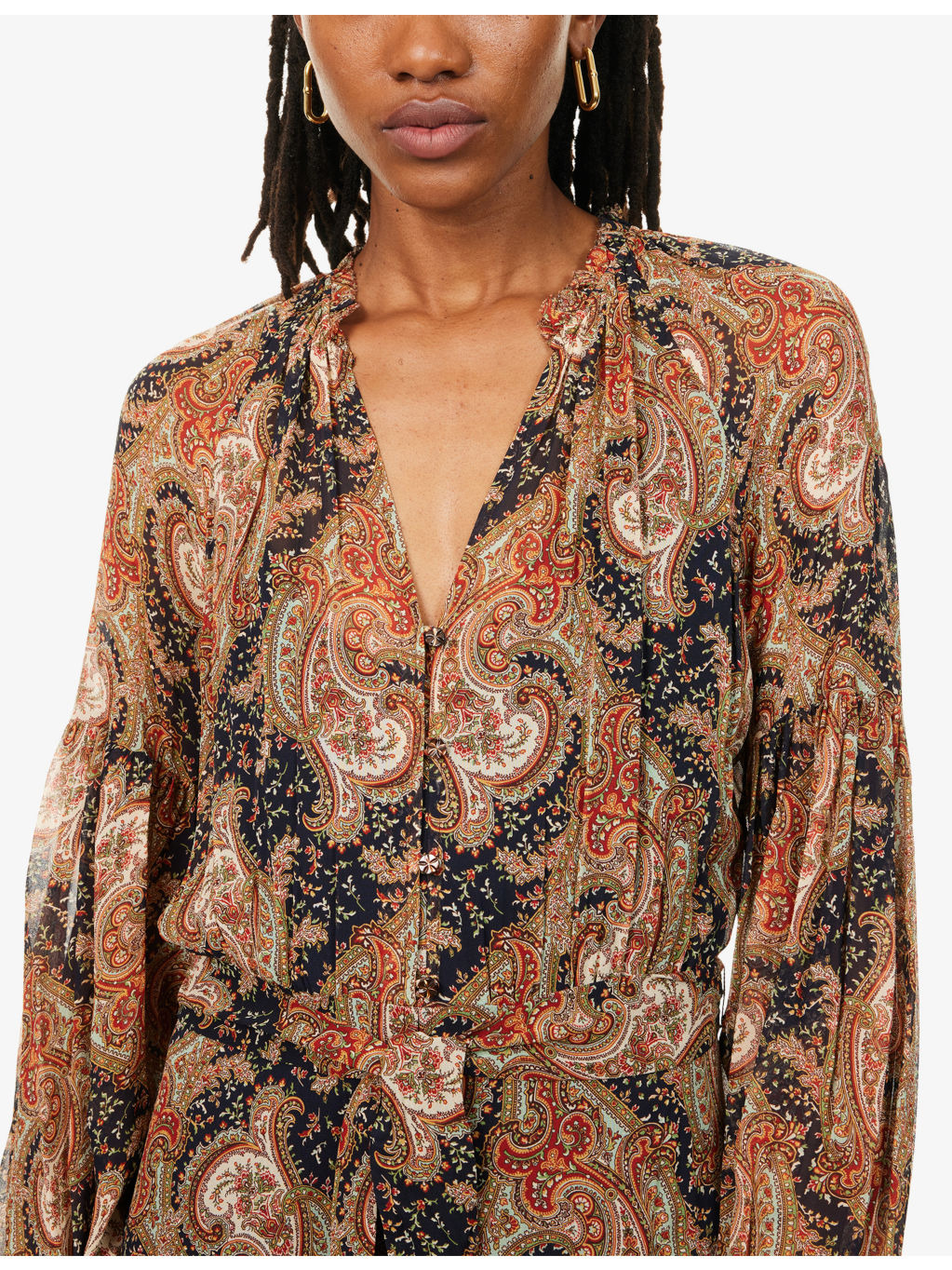 Isra Paisley Silk Maxi Dress - 5