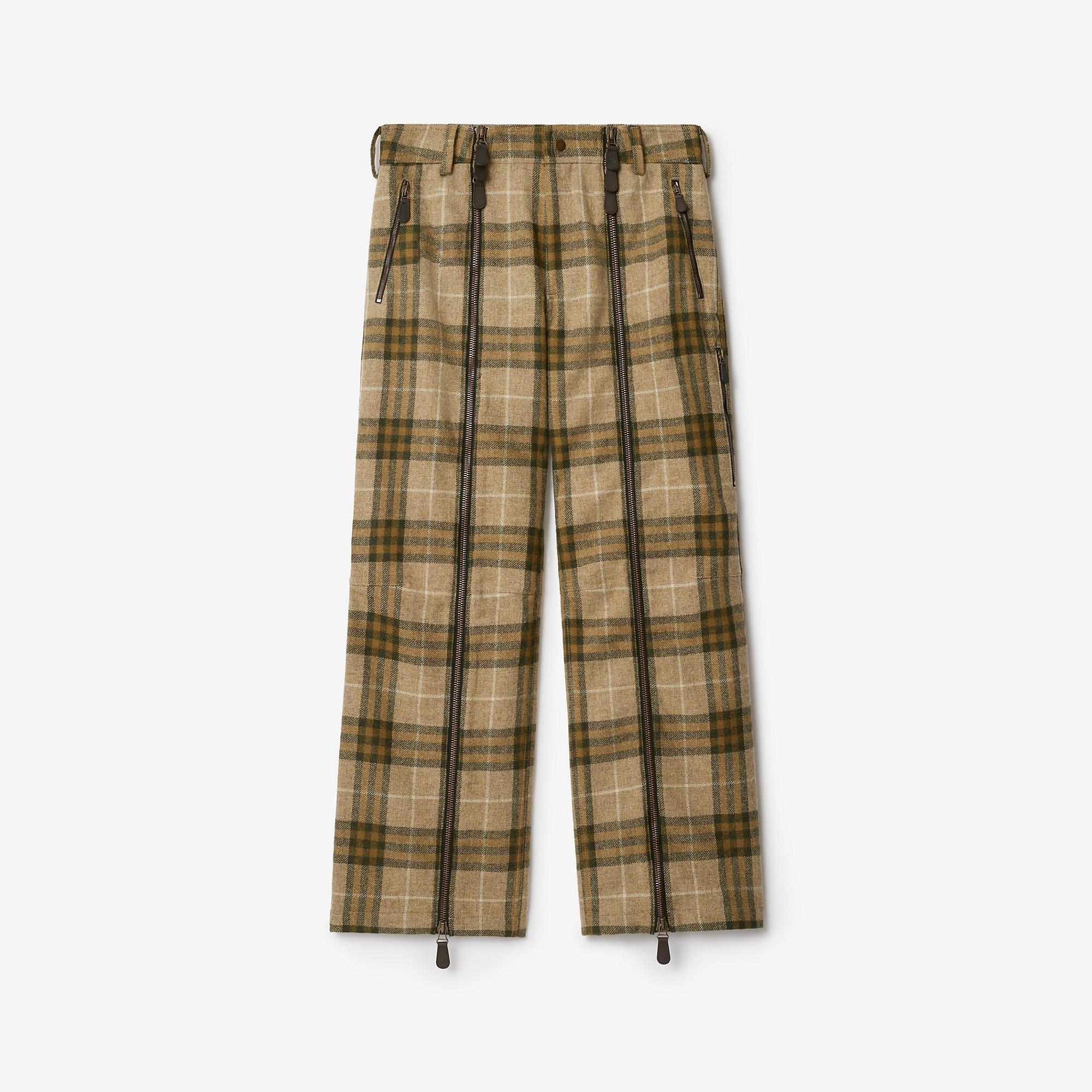Check Wool Zip Trousers - 1