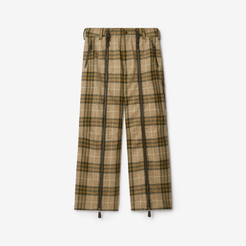 Check Wool Zip Trousers 1