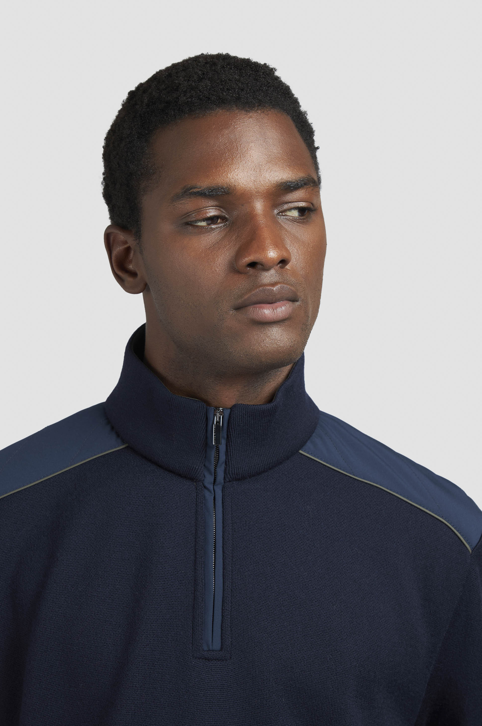 SOFT COOL TOUCH WOOL HALF ZIP SWEATER WITH TYPHOON® PLATINUM DETAILS - 4