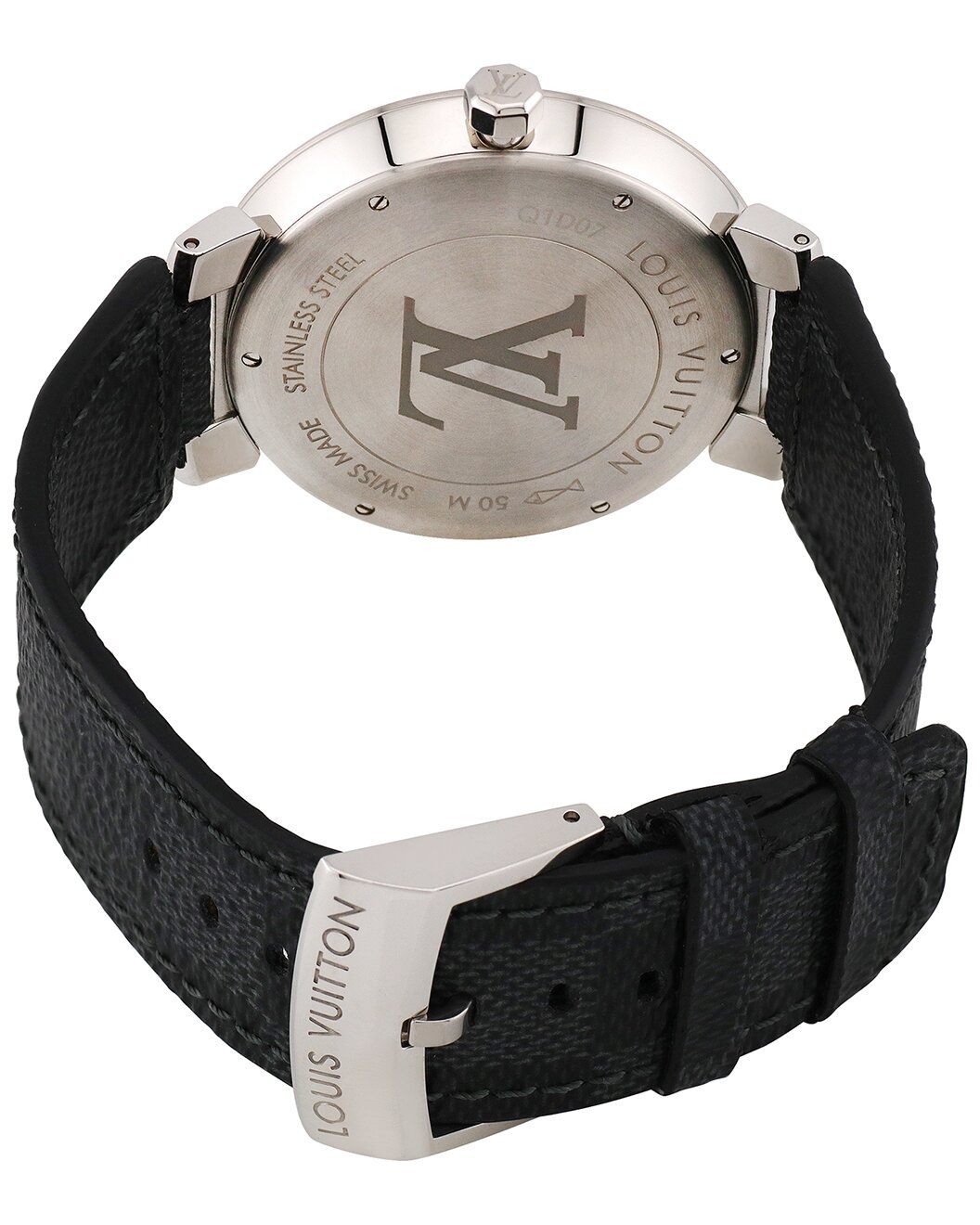 Louis Vuitton Men's Tambour Damier Graphite Watch, Circa 2000s (Authentic Pre-Loved) - 2