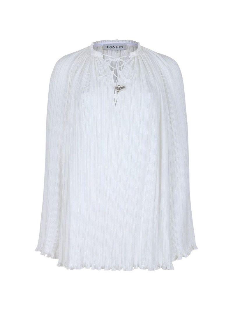 pleated tie neck blouse 1