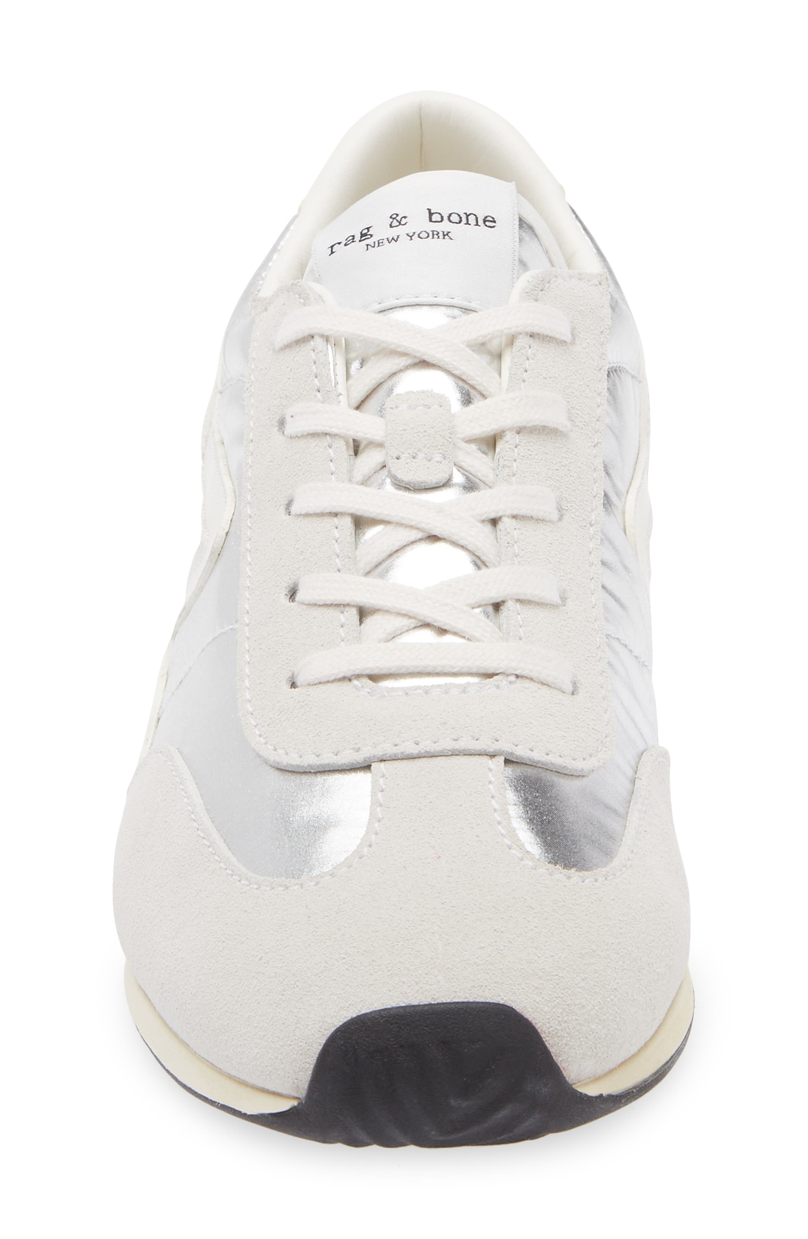 rag & bone Retro Runner Sneaker in Silver Leather at Nordstrom - 4