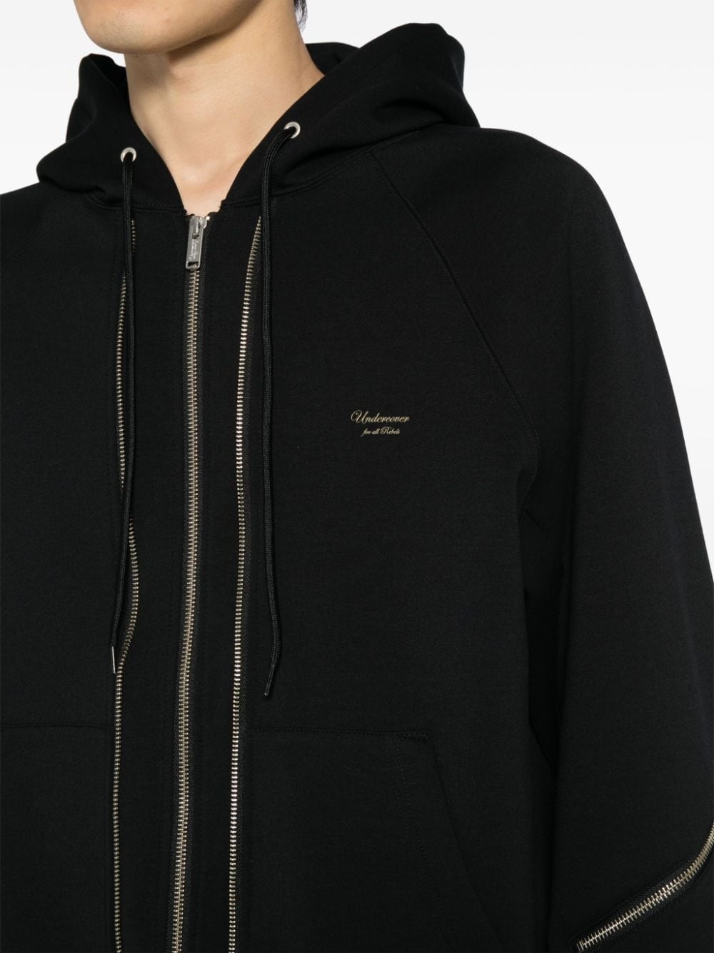 logo-embroidered zip-up hoodie - 5