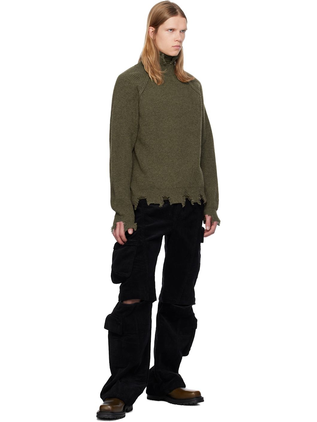 Black Milano Corduroy Cargo Pants - 5