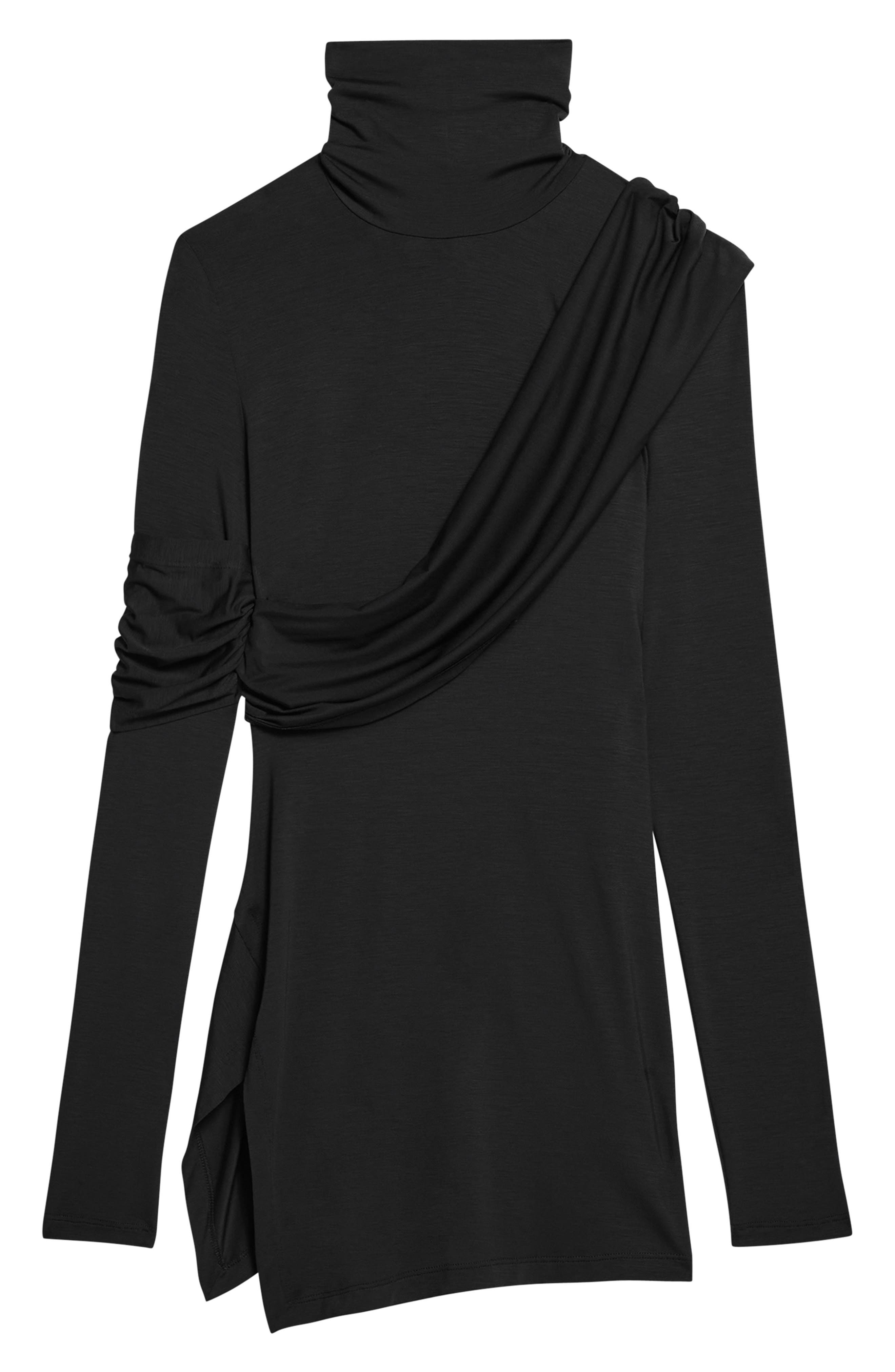 Helmut Lang Protection Draped Asymmetric Turtleneck Top in Black - 5