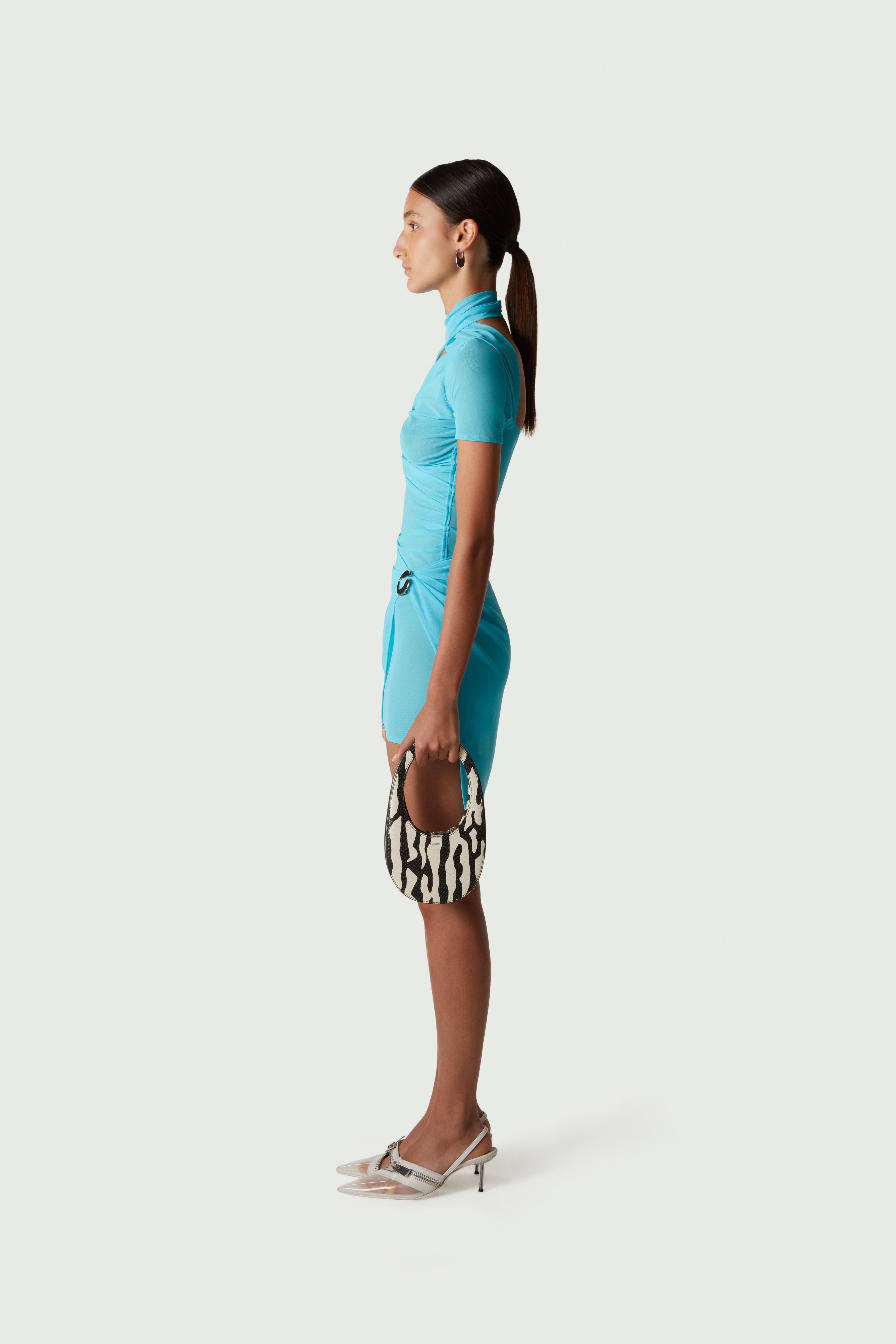Asymmetric Mesh Draped Dress - 3