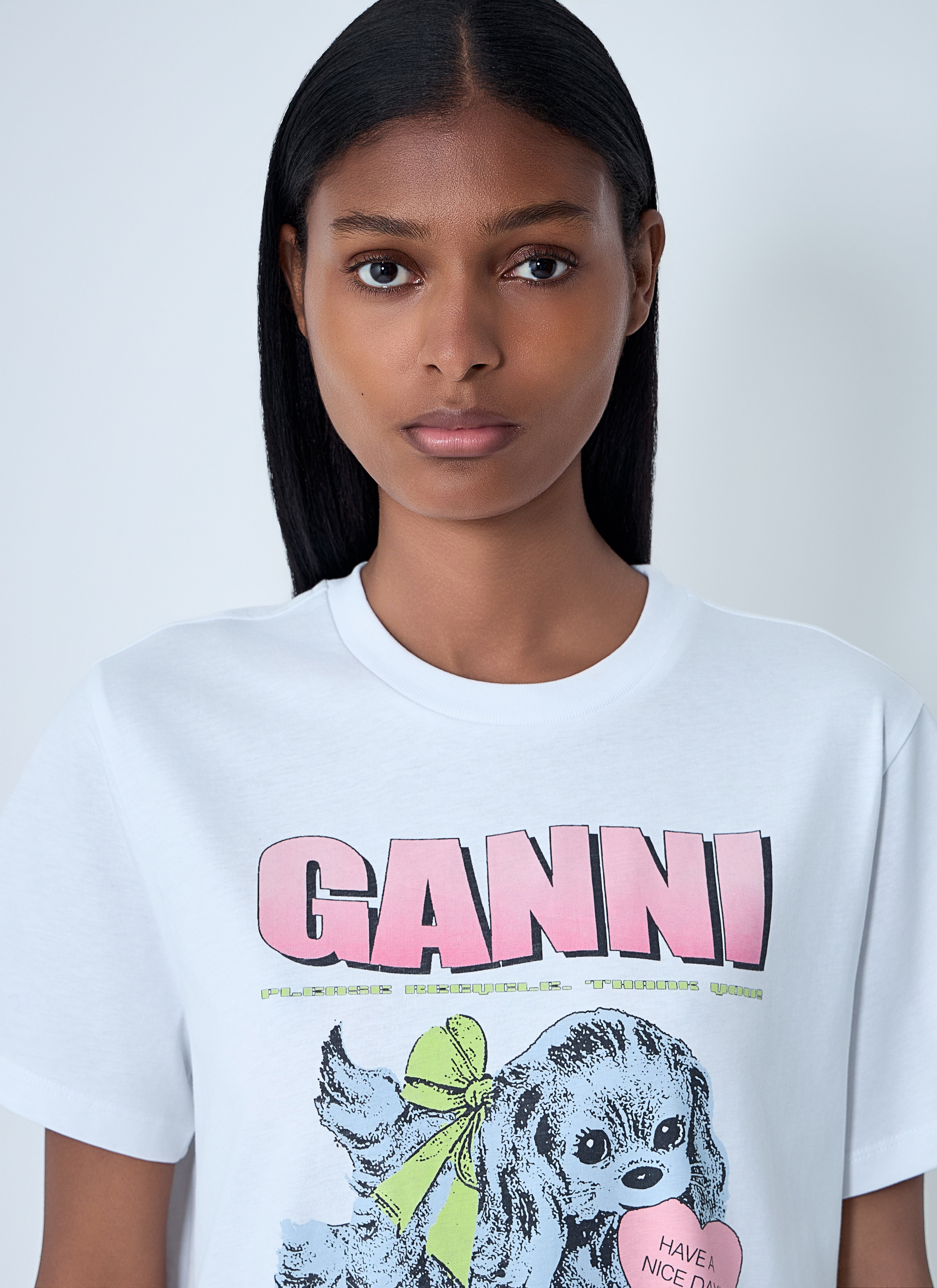 Ganni Women Logo Motif T-Shirt - 5