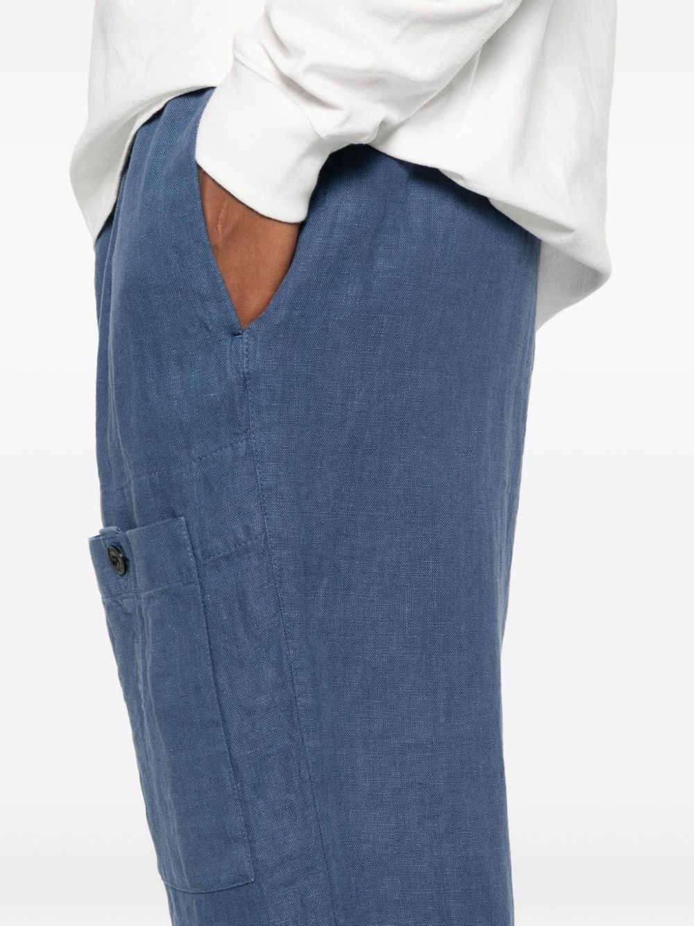 pocket-detail linen trousers - 5