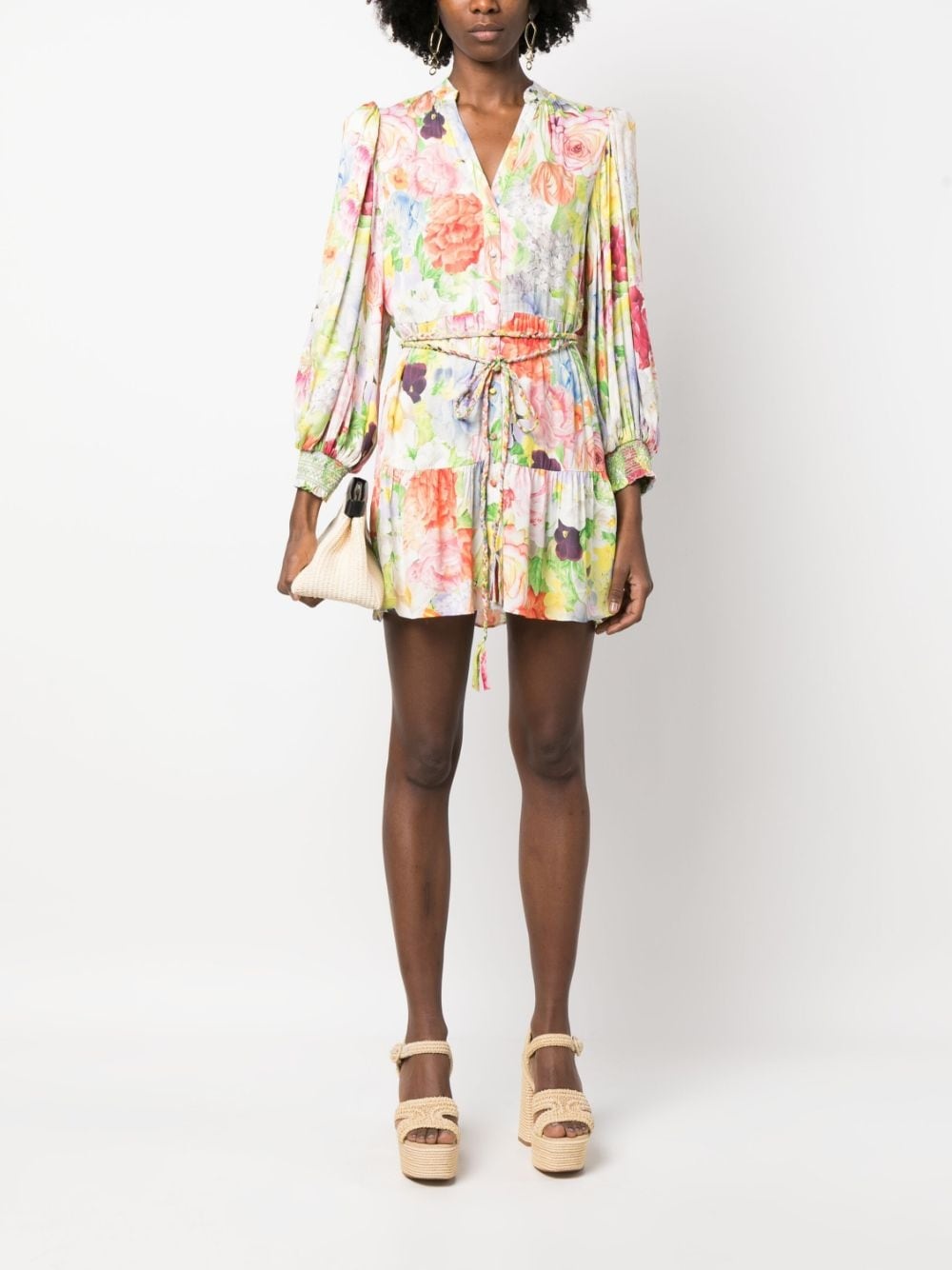 floral-print shirt dress - 2