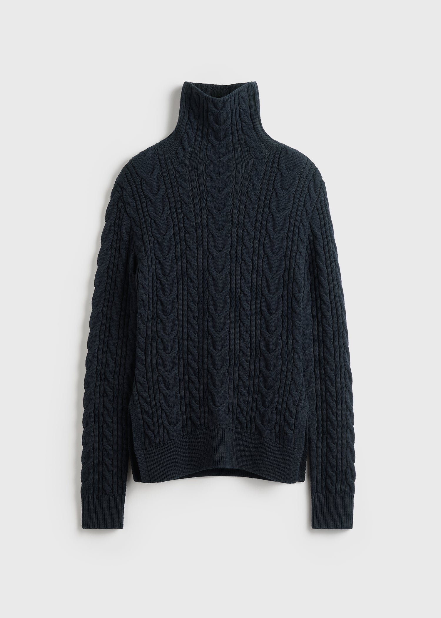 High-neck cable knit navy - 1