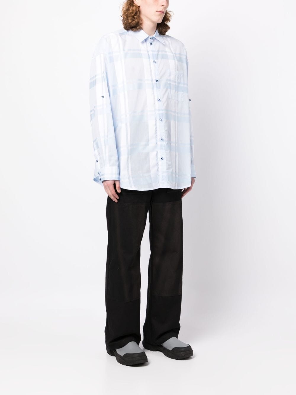 SEMI-SHEER PLAID COTTON SHIRT - 4