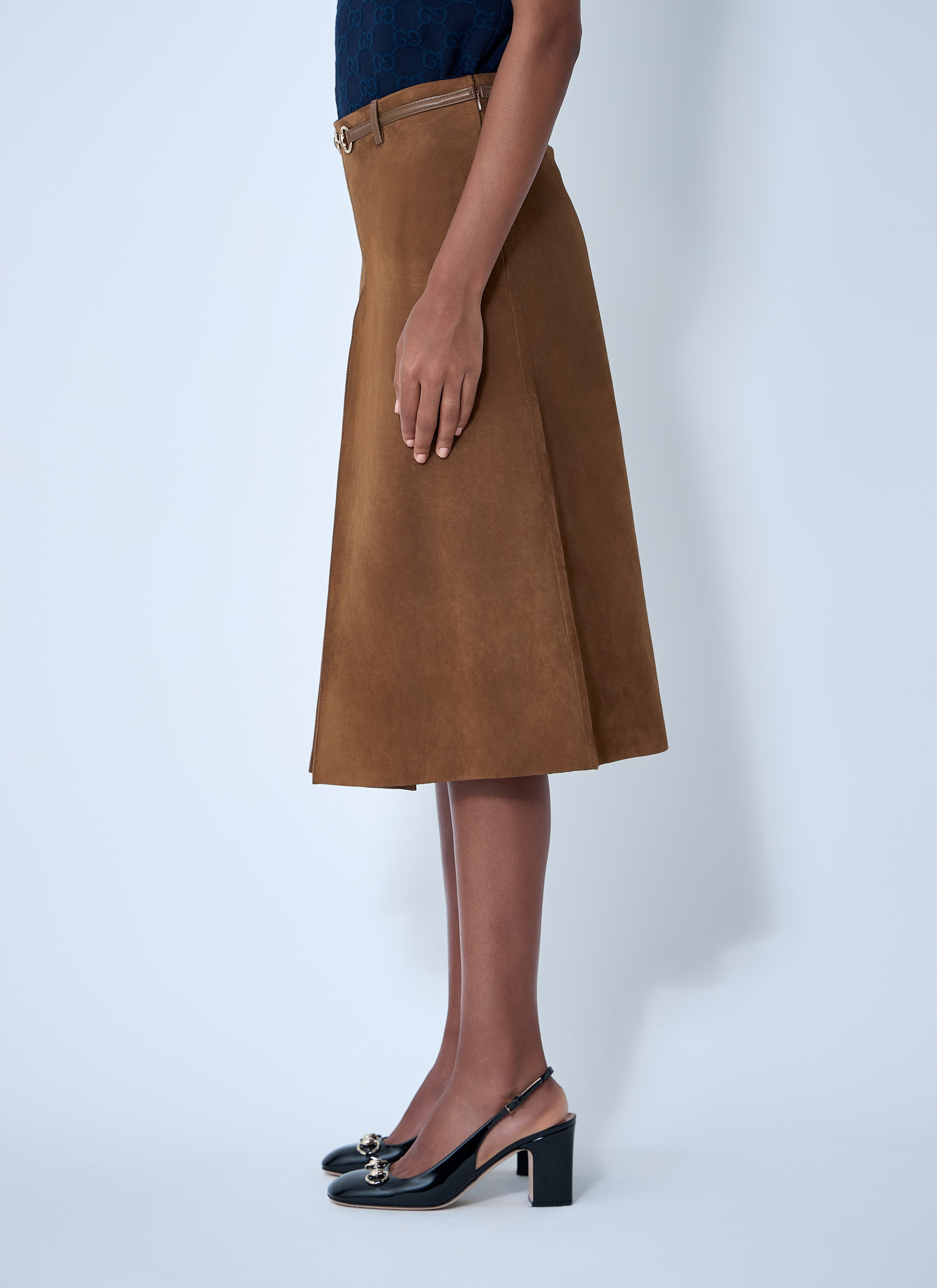 Gucci Women Suede Midi Skirt - 3