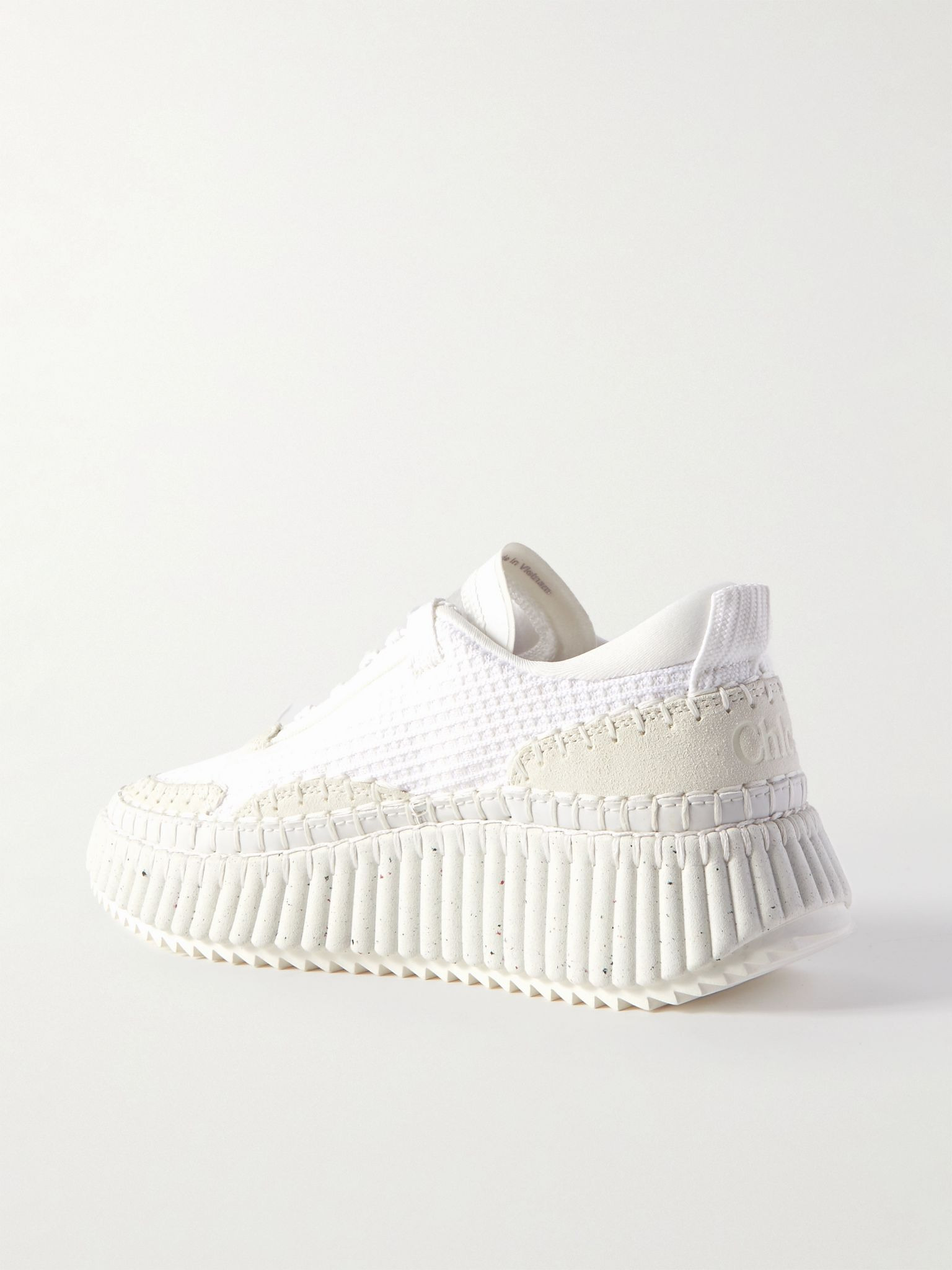 Nama embroidered suede and recycled mesh sneakers White - 3